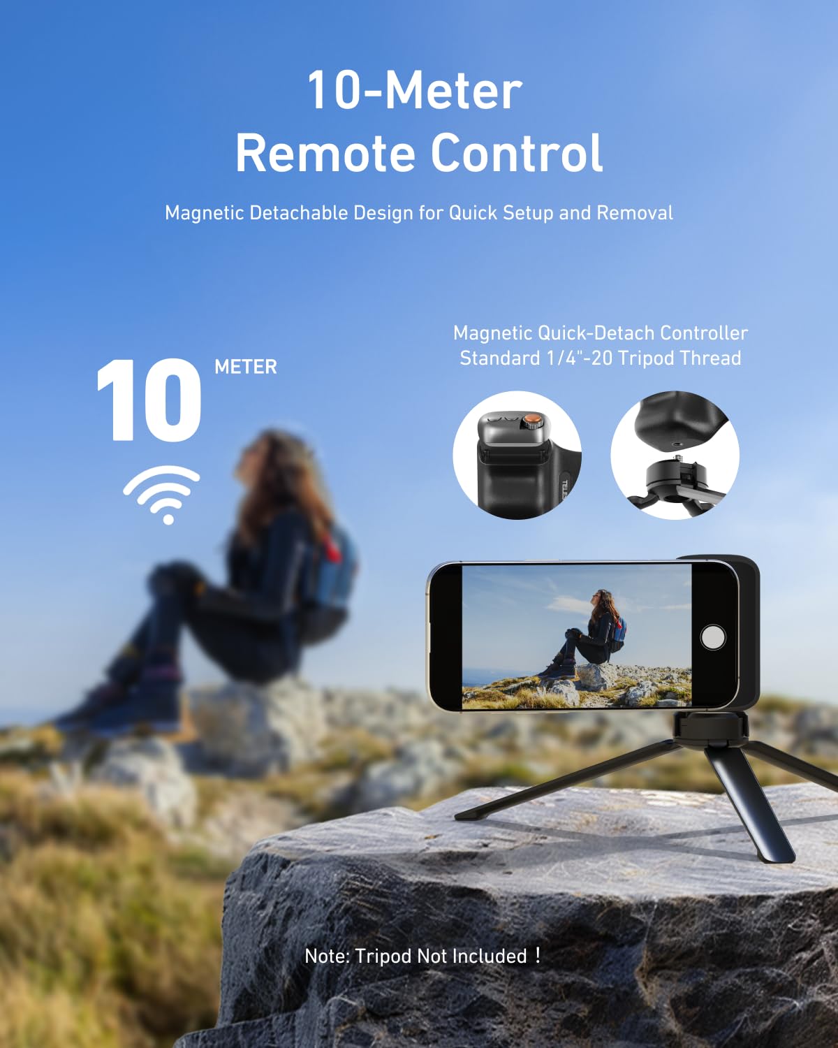 TELESIN Fun Shot Handle Grip Movil (Negro) + TELESIN C03 Magnético Selfie Luz (Negro) Kit, Compatible con iPhone/Android, Creator Kit para Selfies/Fotografie/TikTok/Zoom-Anrufe/Video