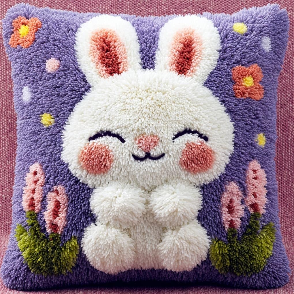 kitphoenix Latch Hook Kits Cushion Rabbit 43Cmx43Cm