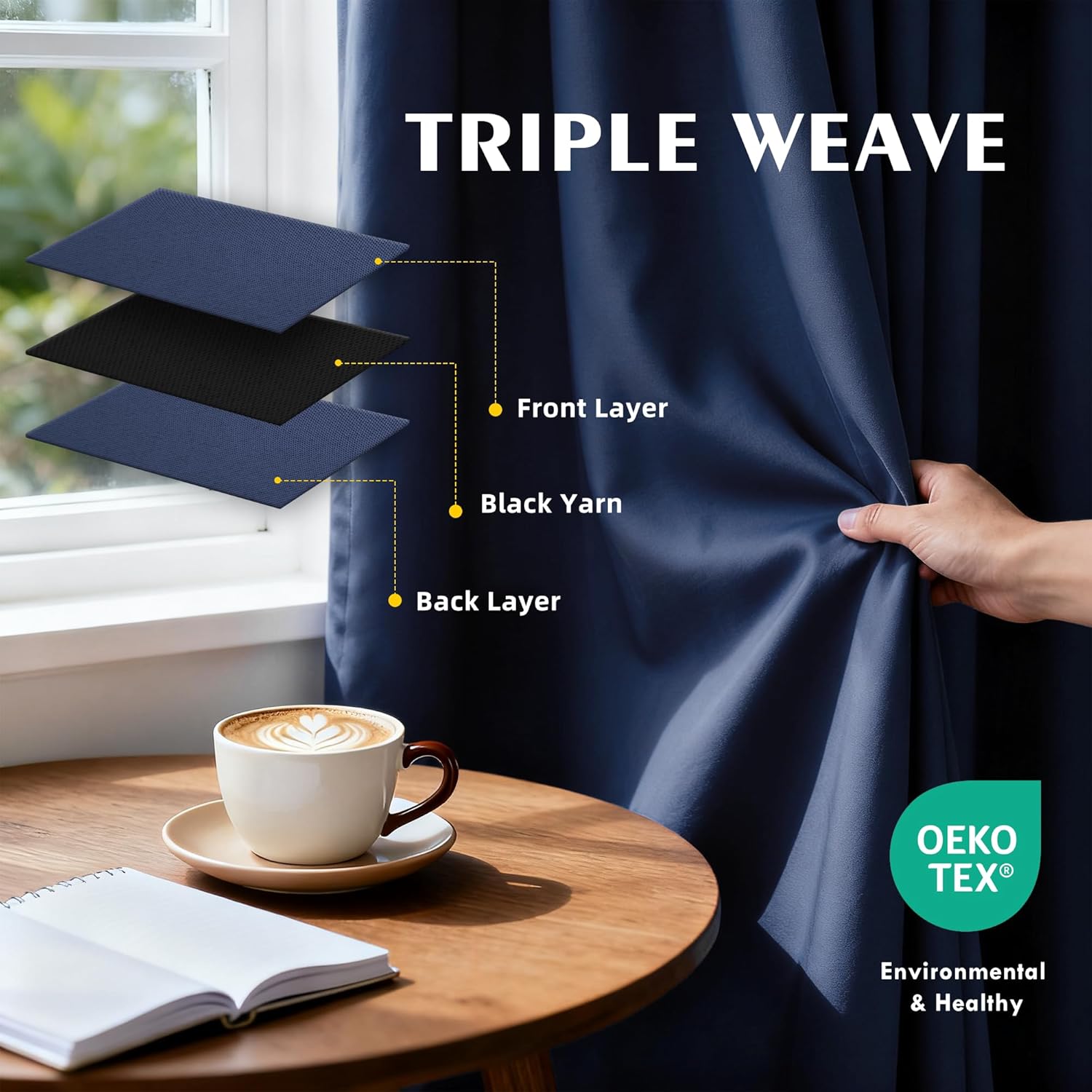2-Panel-Curtain Room Darkening, 84 Inch Length for Bedroom Living Room, Insulated Thermal Grommet Curtain Drapes, Blackout(60-90%,Not 100%) Window Treatment Decor, Pack of 2, 52x84, Navy Blue