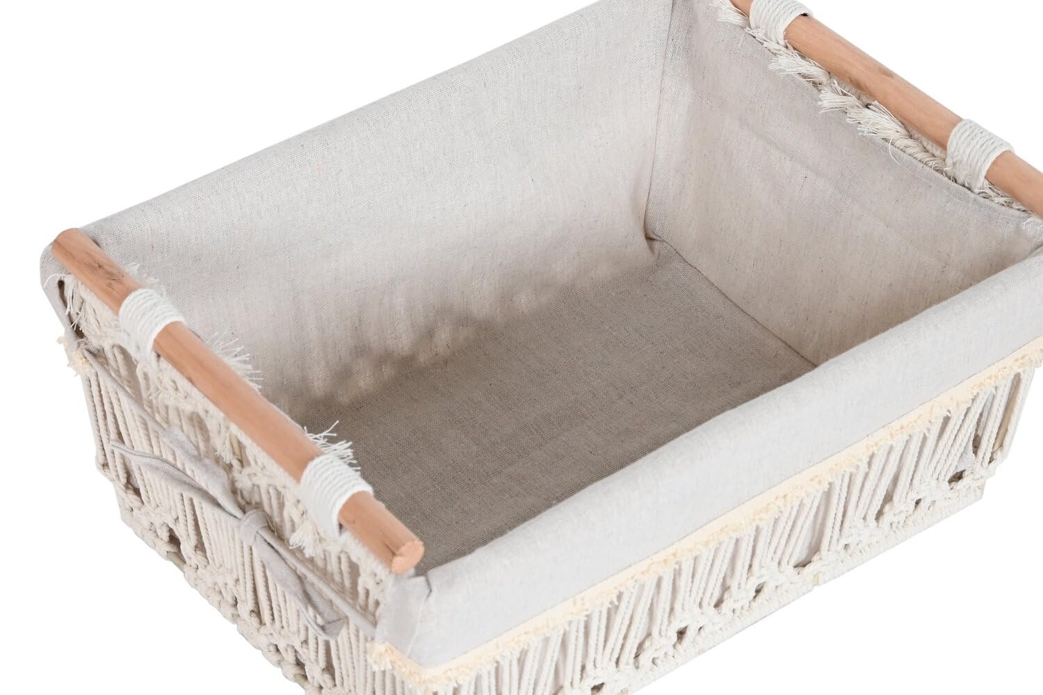 CESTA ROPA SET 5 MACRAME METAL 42X32X51 BLANCO