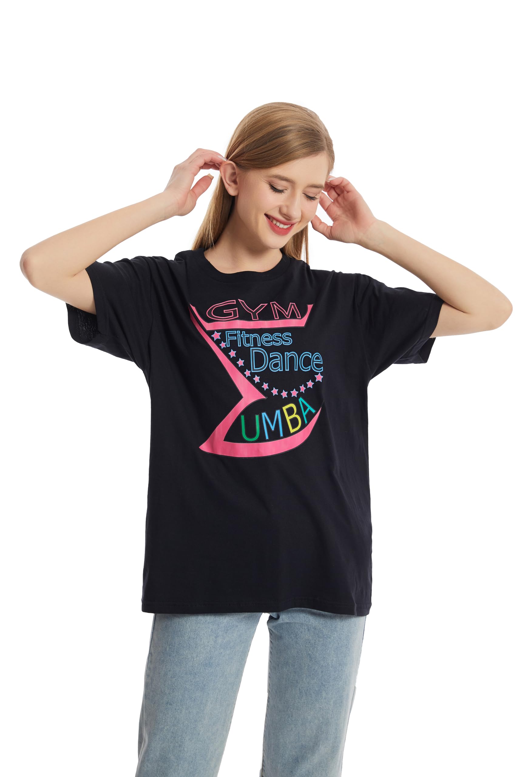 Zumba ubrania dla kobiet: T-shirt gotowy na podłogę do tańca, idealny dla osób na siłowni - zabawa dla kobiet, prezenty fitness i prezenty zumba