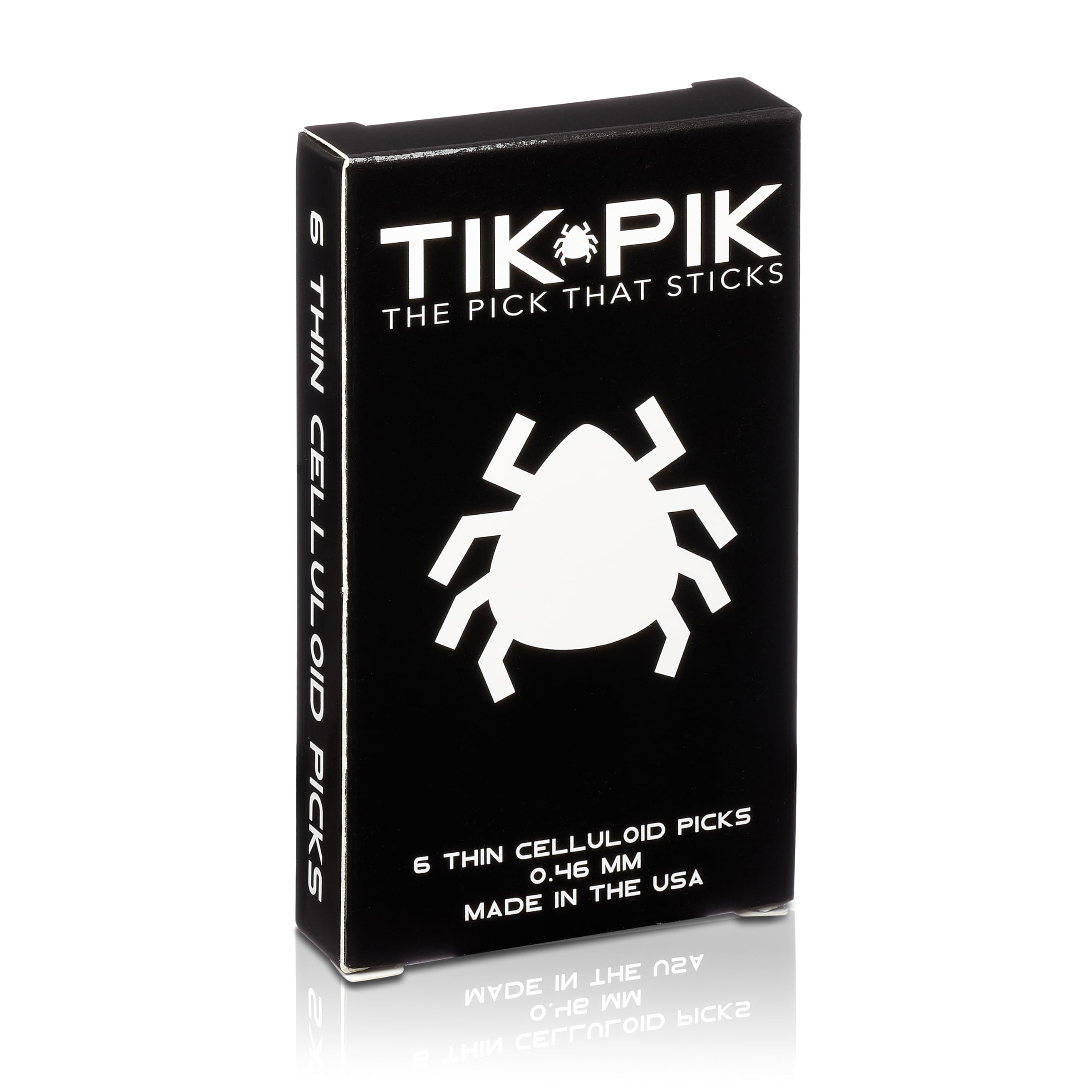 TIK PIK Lot de 6 médiators pour guitares acoustiques et basses | Le médiator qui adhère | Calibre fin noir