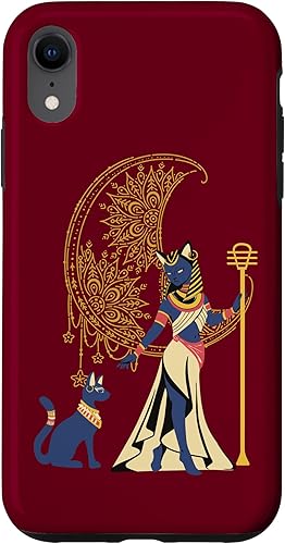 Funda para iPhone XR con diseño de gato egipcio antiguo y diosa Bastet Egypt Crescent Moon disponible en Yaxa Costa Rica