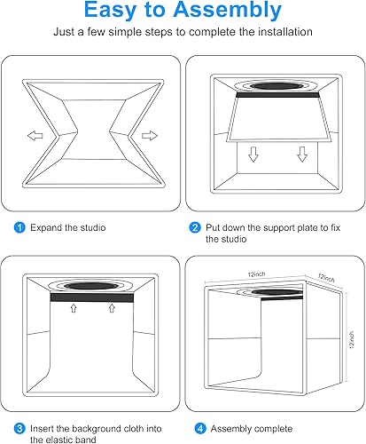 Miniatura 7 de PULUZ Caja de Luz para Fotografía, Kit Profesional de Tienda de Campaña Regulable de 30x30 cm con Iluminación Blanca CRI >95, 120 Luces LED + 6