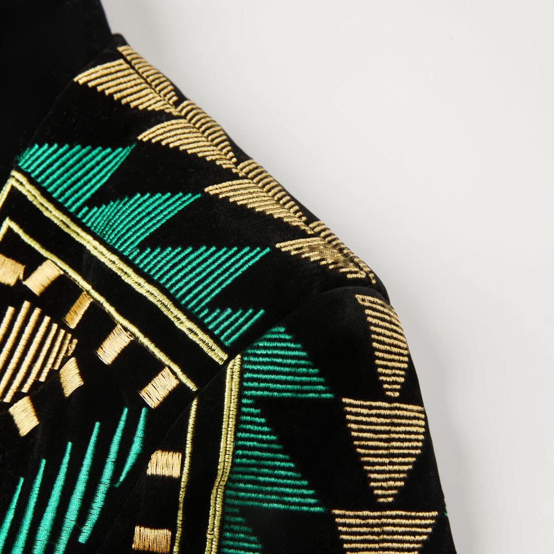 Blazer élégant en Velours Noir avec Broderie dorée pour Homme