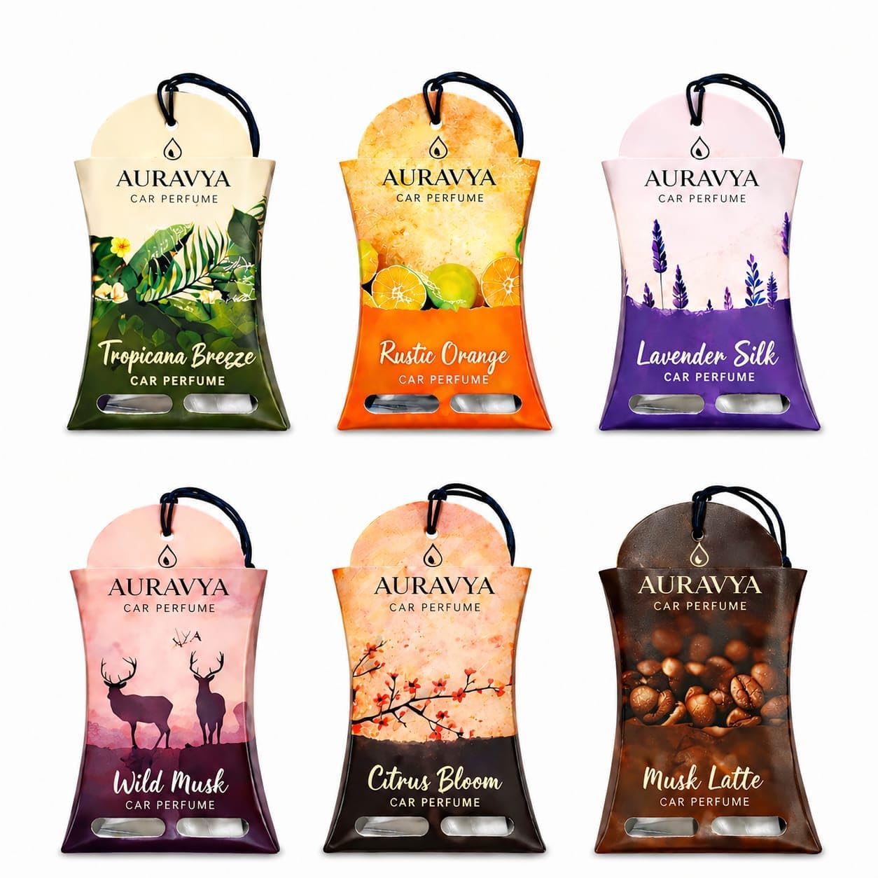 Long Lasting Perfume Sachet | Pack of 6 Fragrance | Luxury Air Freshner for car Wardrobe & Closet | Best Scent by AURAVYA