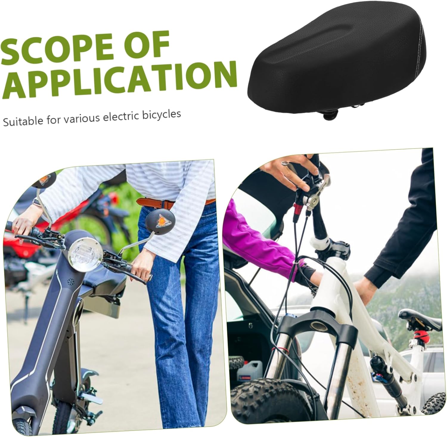 Electric Bike Seat Cushion Gel Exercise Bike Saddle Wide Comfortable Seat for Easy Install Thickened Fit
