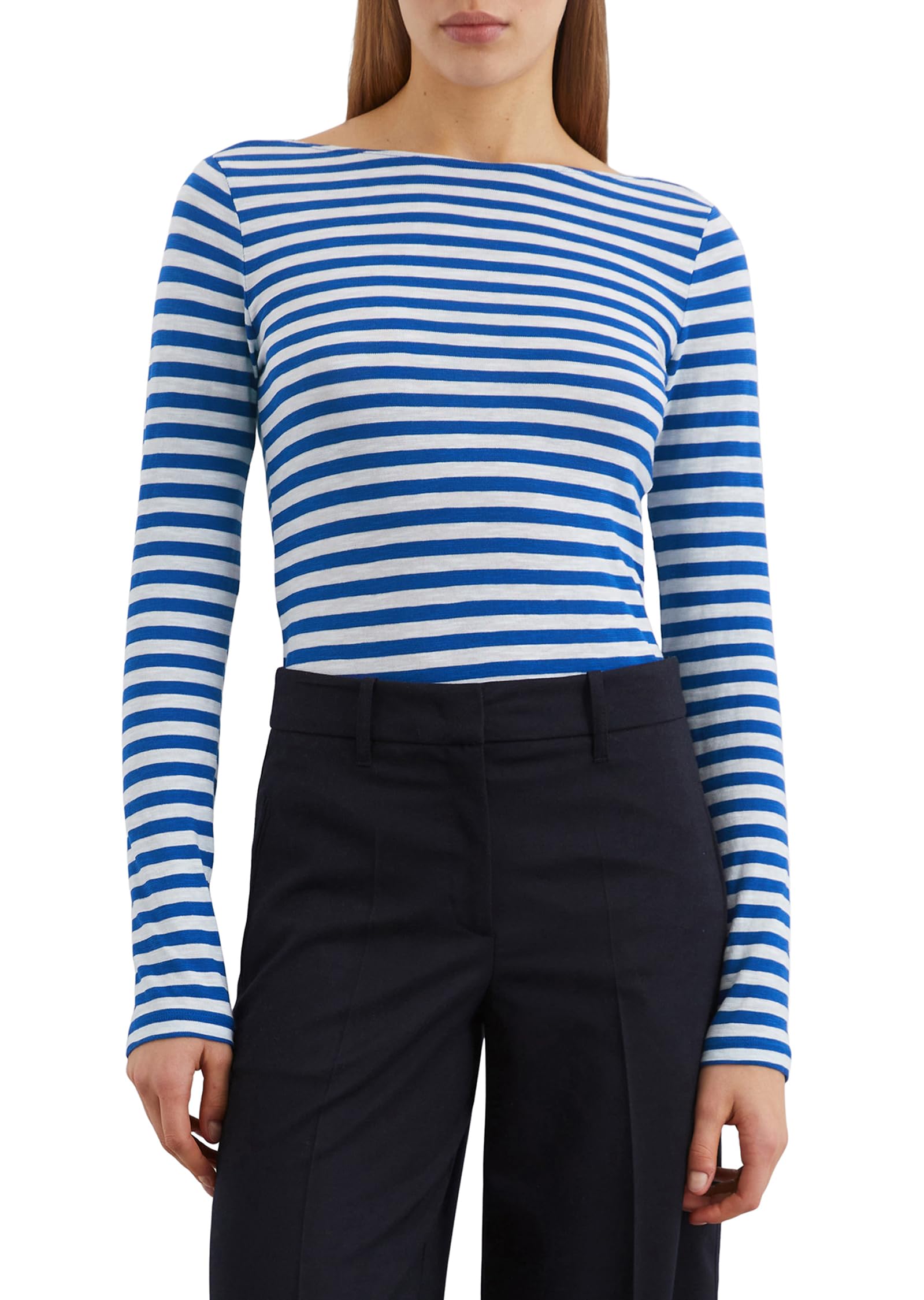 Marc O'Polo Damen Langarmshirt aus Bio-Baumwolle mit U-Boot-Ausschnitt
