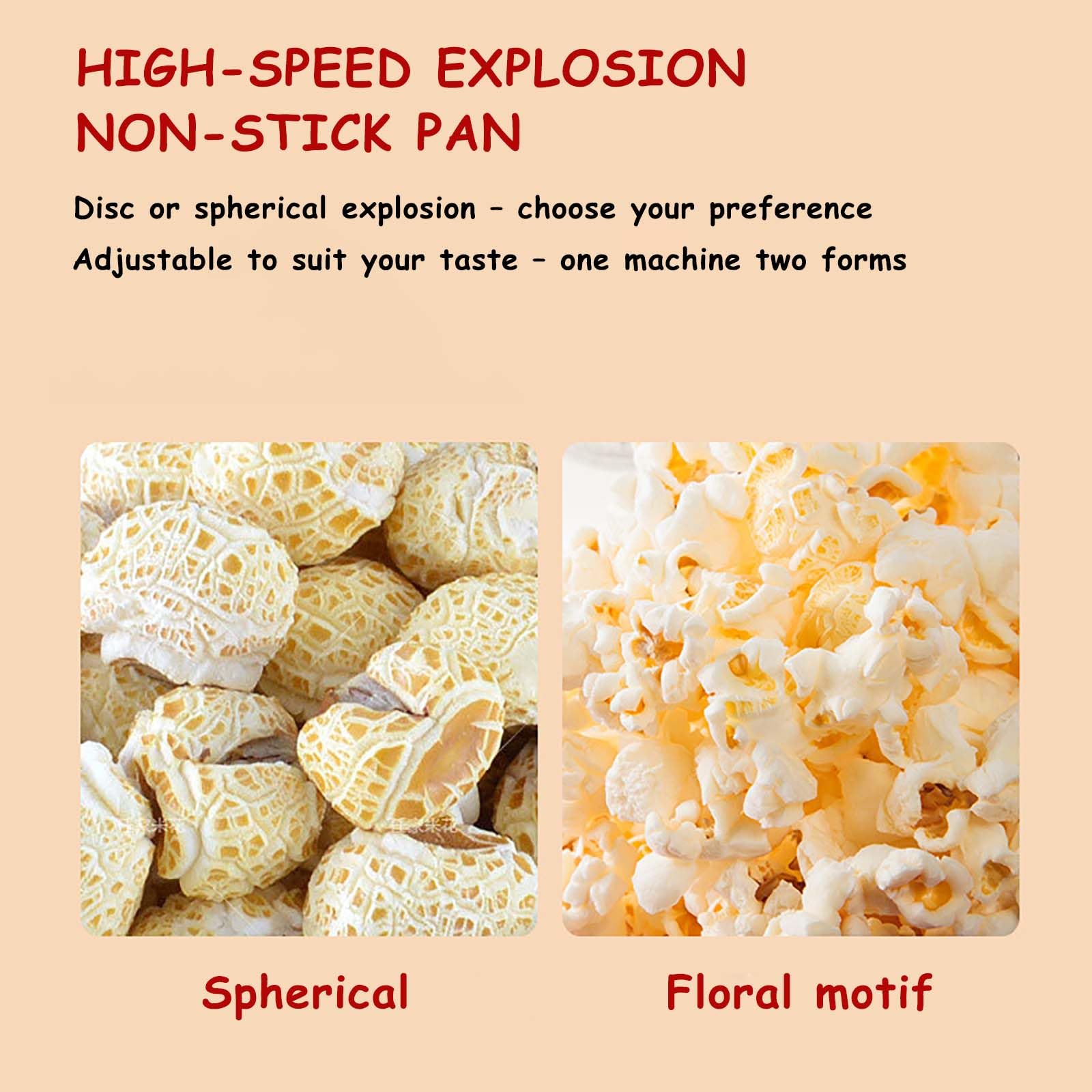 Máquina de palomitas, base antiadherente, funcionamiento silencioso y rápido, apta para azúcar/aceite/mantequilla, perfectamente adecuada para cine en casa, noches de películas y reuniones sociales.
