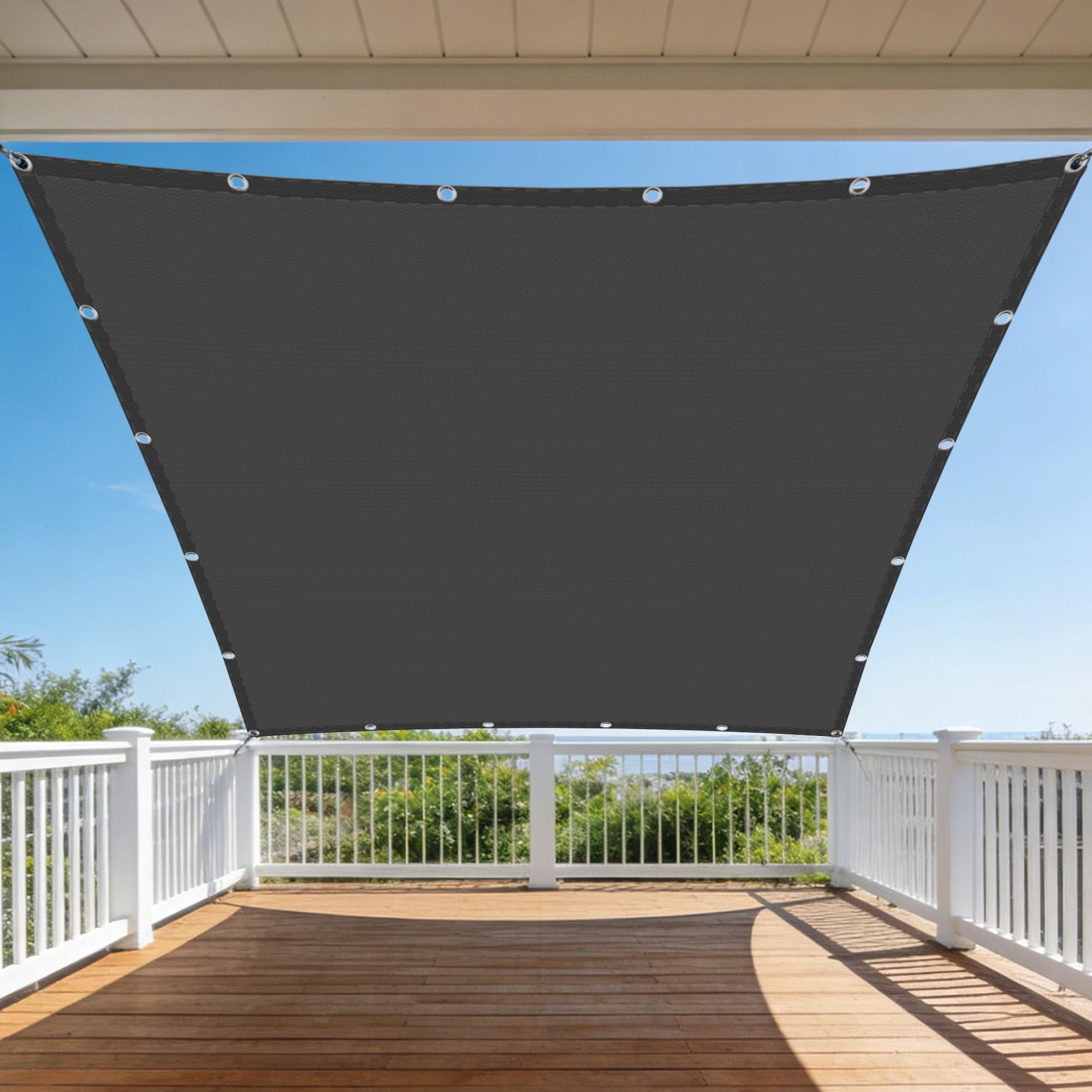 Voile d'ombrage 5 x 8 m avec toile imperméable et résistante au vent pour grand patio extérieur