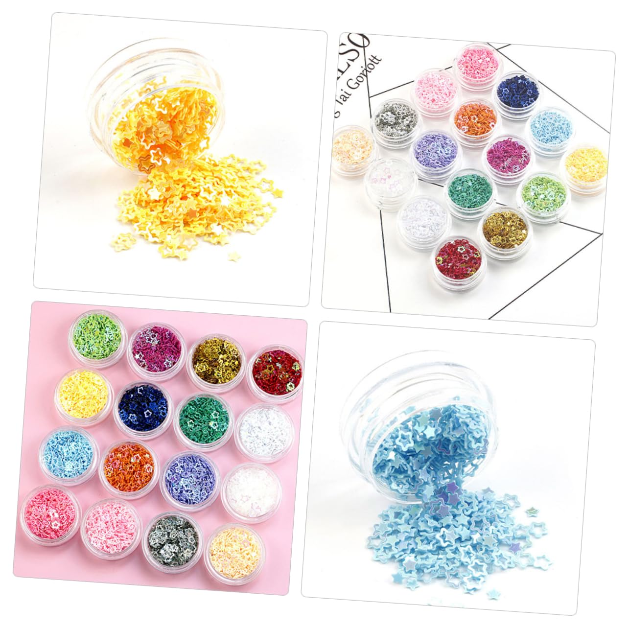 Healeved 32 Scatole glitter stella a cinque punte gel unghie primer unghie glitter per unghie glitter per il corpo glitter per il viso glitter per il trucco scintillio festivo paillettes