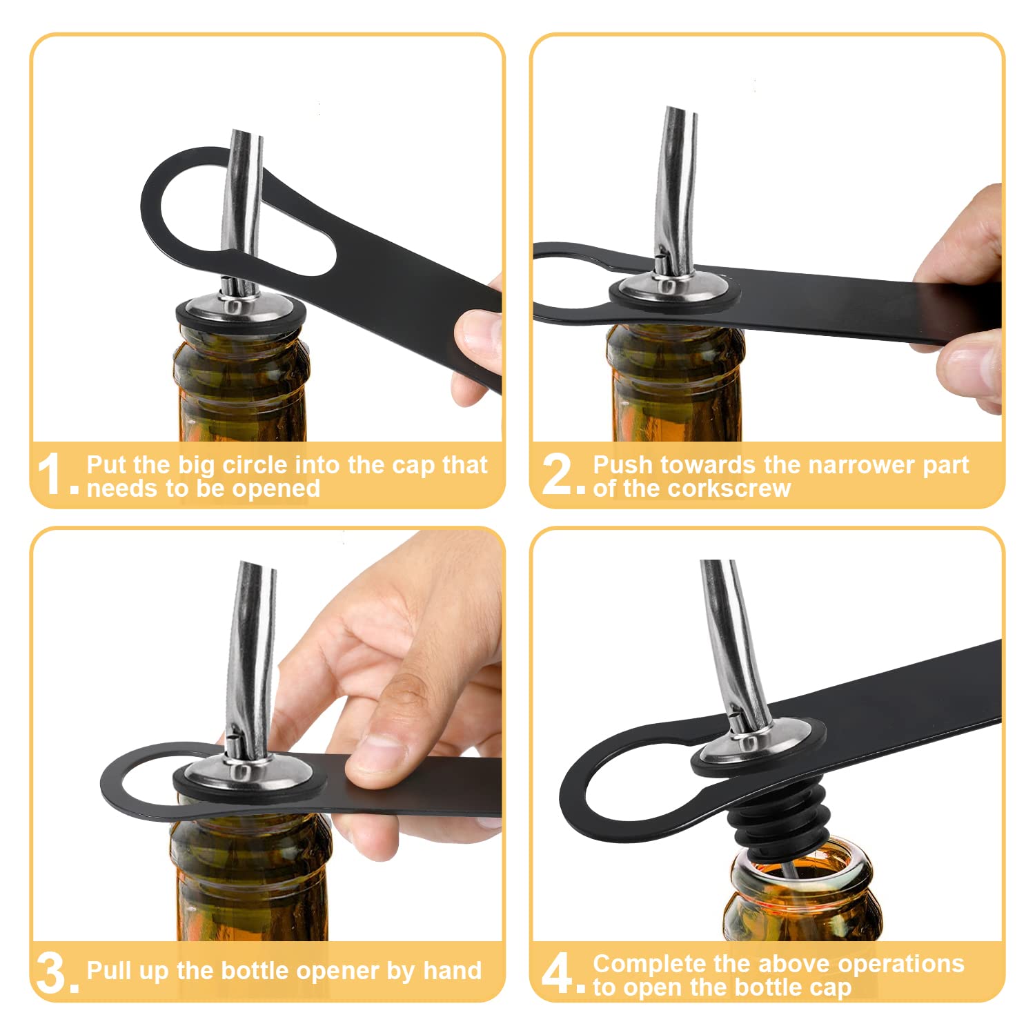 2-in-1 Bottle Opener & Spout Remover - Stainless Steel -4