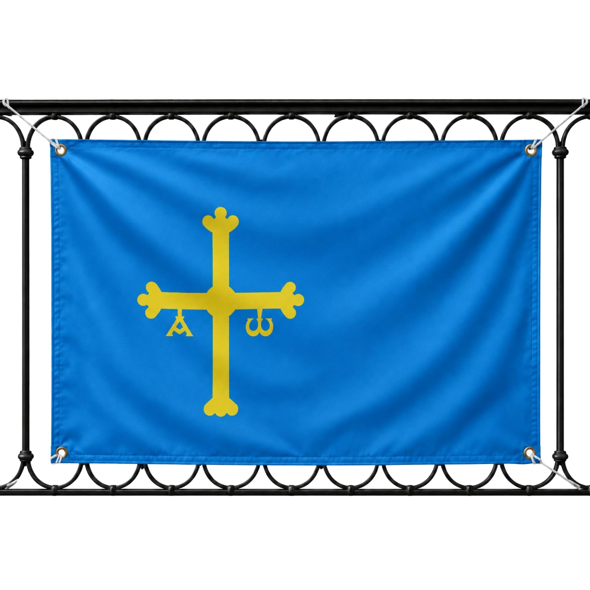 Bandera Asturias 90x150cm, Bandera Cruz de la Victoria con 4 Ojales de Latón, Asturias flag, Banderas de Comunidades para exterior, Material Poliéster, Impresión ambas caras - imagen 1