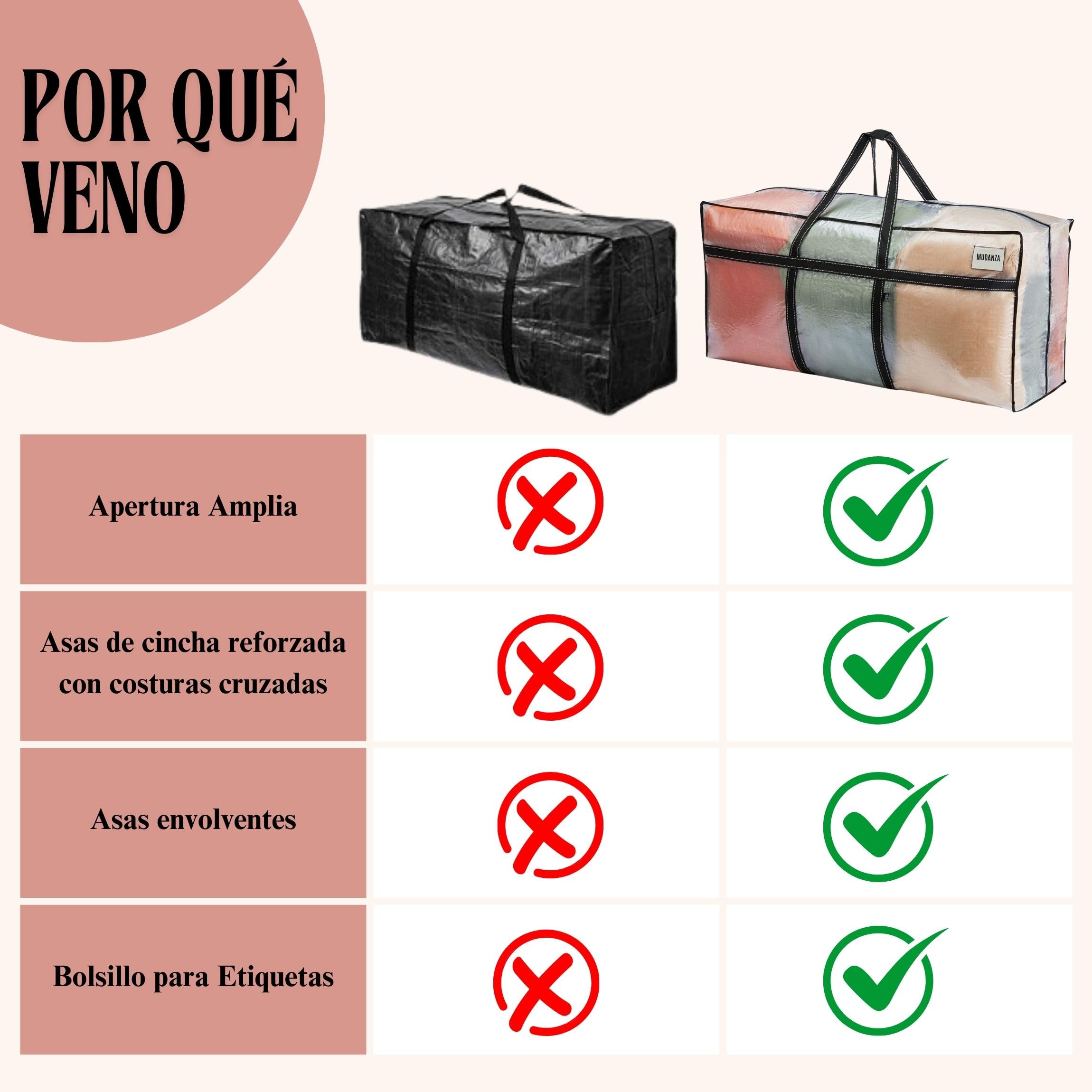 VENO Pack de 2 Bolsas de Mudanza Extra Grandes, Almacenamiento Resistente, Cajas de Mudanza, Contenedores de Almacenamiento Grandes con Tapa, Alternativa para la Nniversidad(Transparente,Pack de 2)