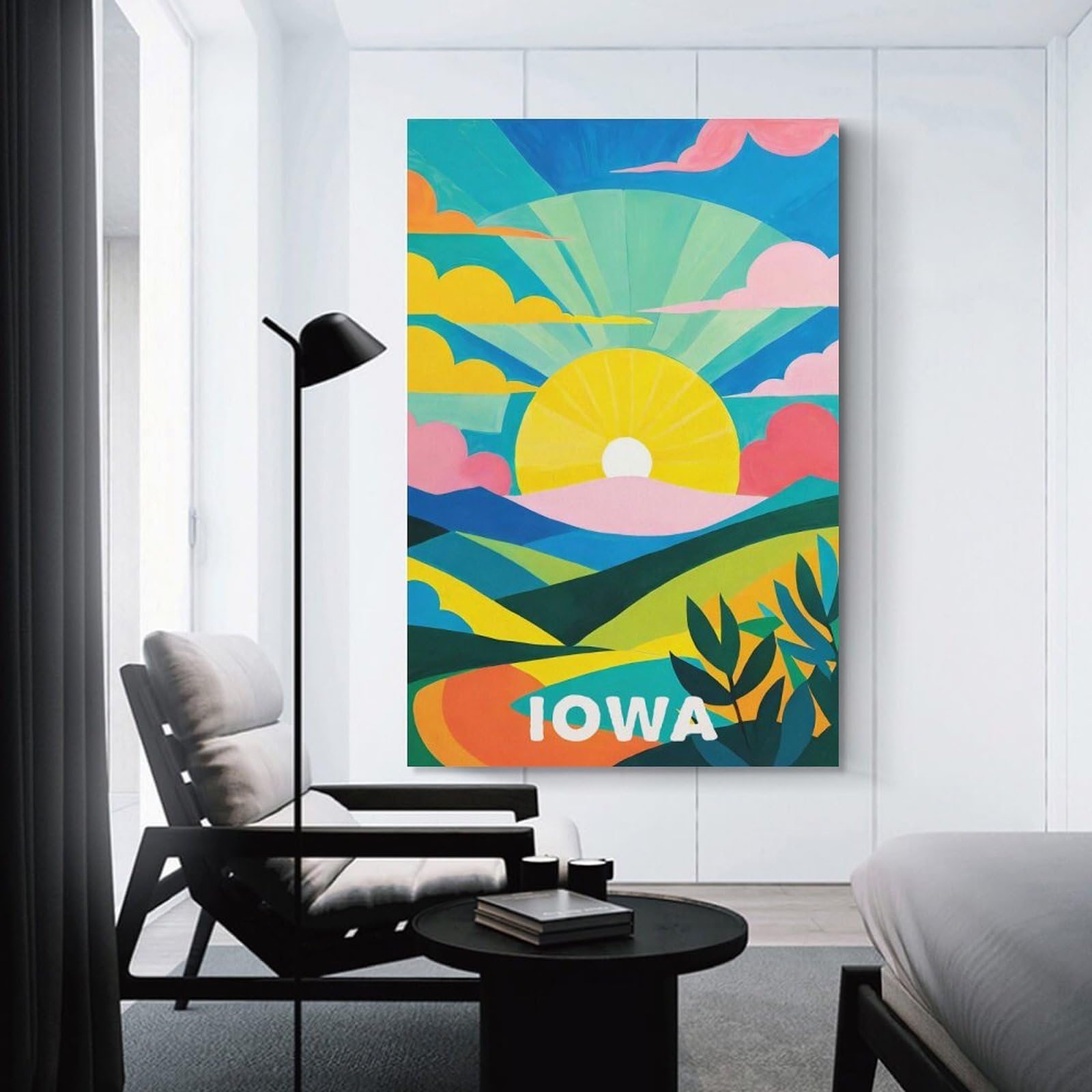Junmoney Colorful Iowa Sunset Canvas Wall Decor, 20x30inch(50x75cm), for Gallery Wall Decor And Room Displays, Wall Decor Suited to Curated Displays