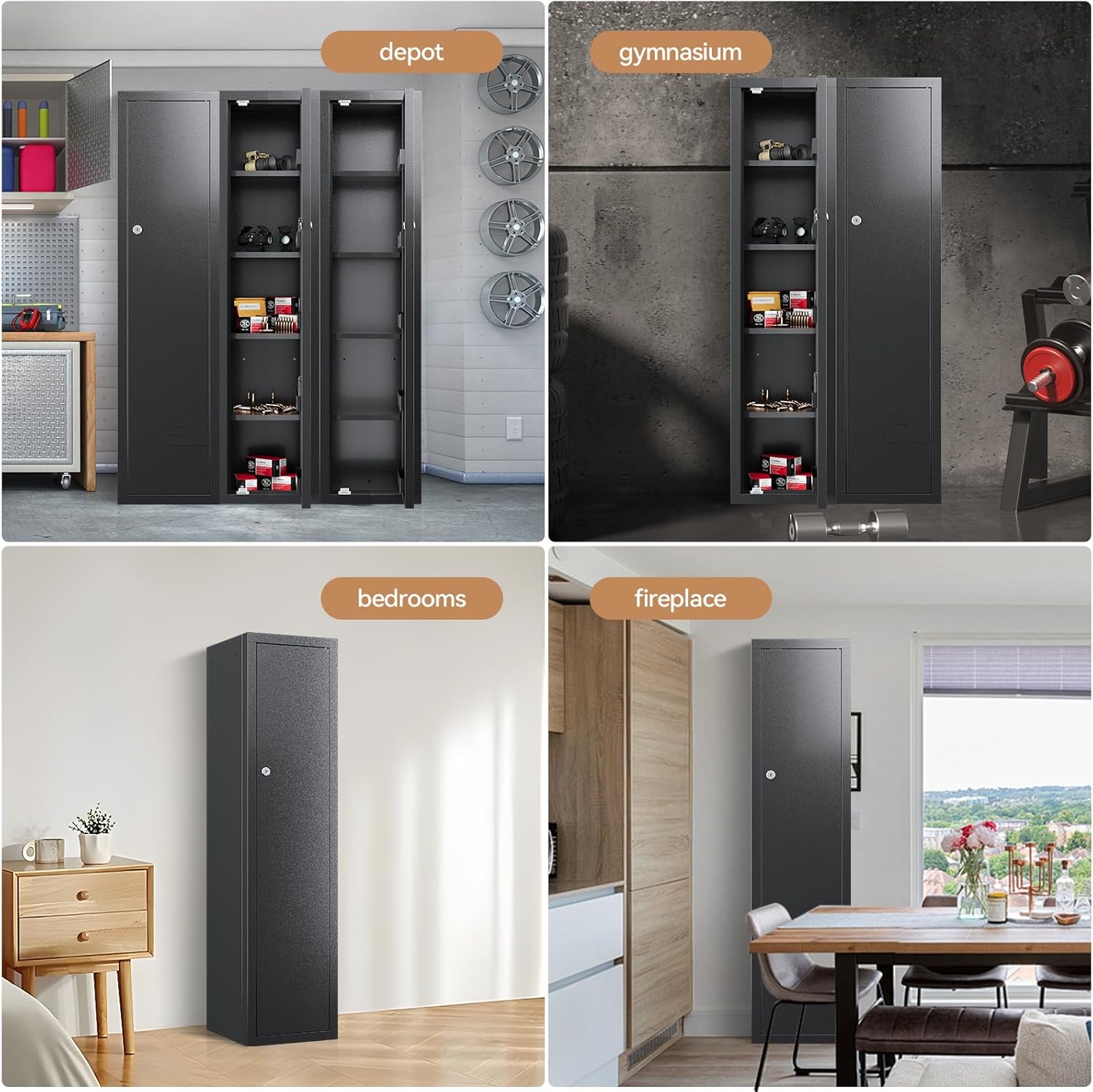 KAER Gun Safe, 59-Inch Tall Gun Cabinet, Home Safe, Large Safe for Home Use, Quick Access, with Drawers and Removable Shelves