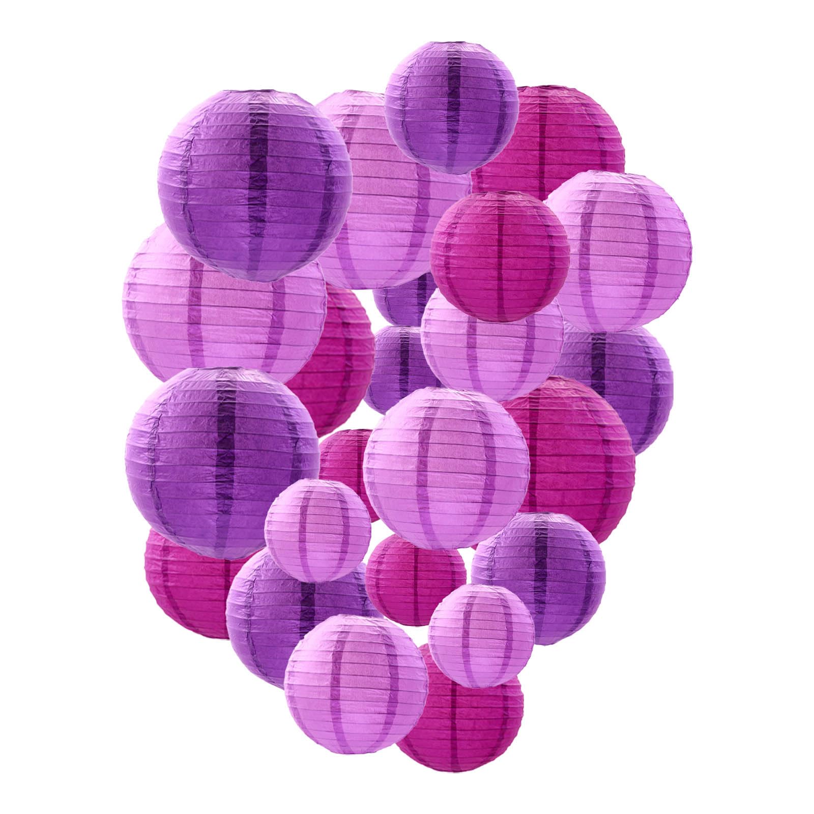 Tim&Lin Purple Paper Lanterns Decorative, Chinese/Japanese Hanging Round Paper Lanterns Decorations for Wedding, Engagement, Bachelorette, Halloween, Birthday (12 PCS)