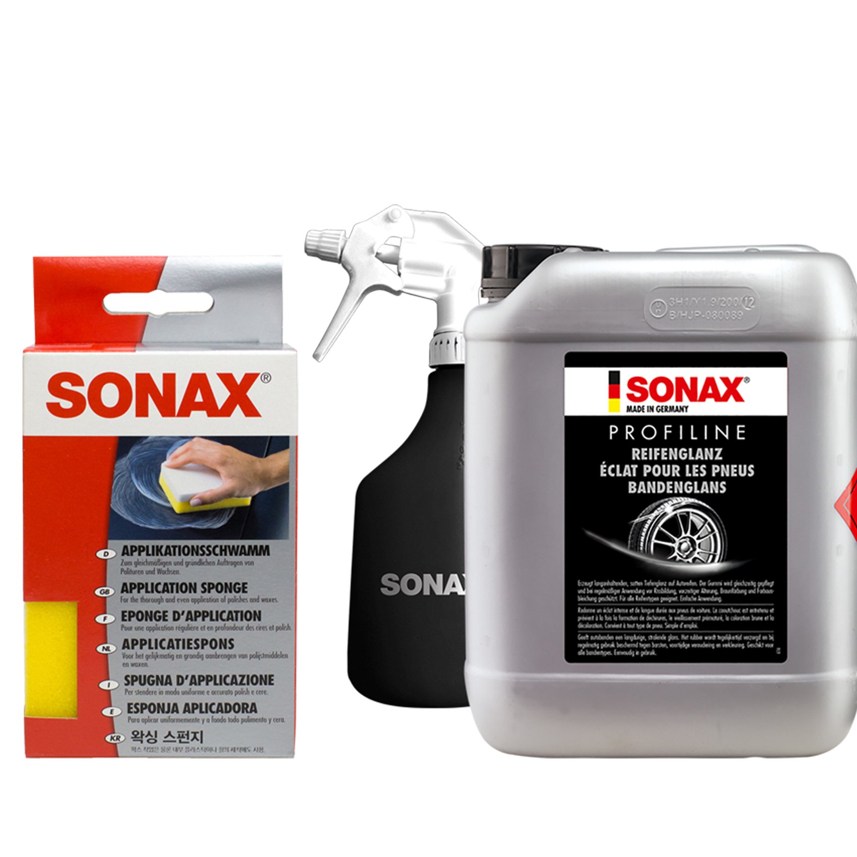 applikations Spugna + Flacone Spray Spray Boy + Profiline Pneumatici Brillare reinigungss