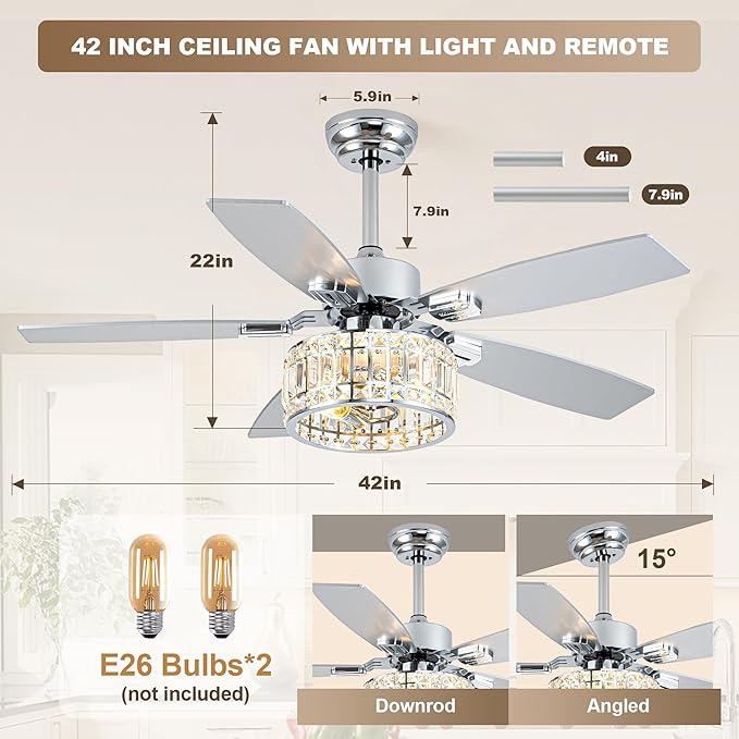 Ventilador de Techo 42 Pulgadas Con Luz y Control Remoto miniatura 6
