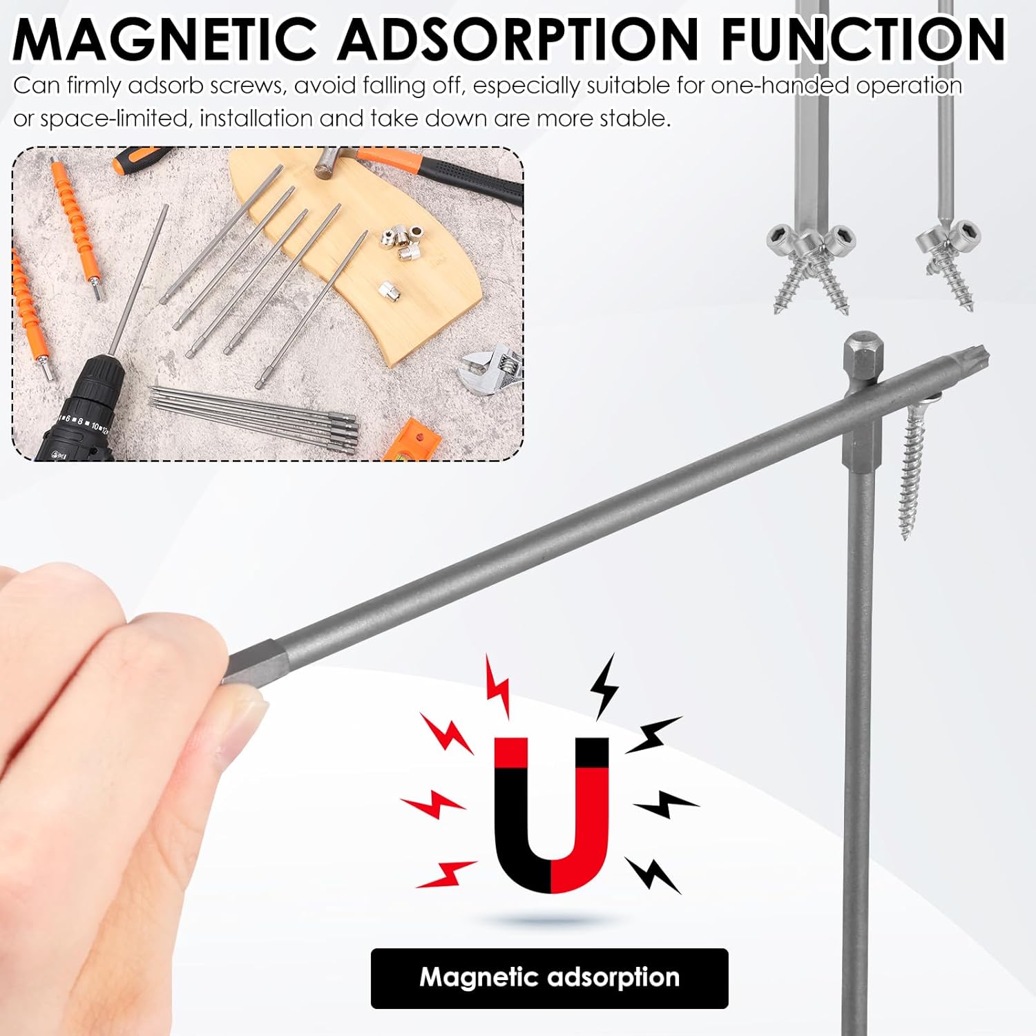 11 Pcs 8 Inches Long Screwdriver Bit Set S2 Alloy Steel Magnetic Drill Bit Set with 1/4 Inch Hex Shank T6、T7、T8、T9、T10、T15、T20、T25、T27、T30、T40 for Electrical Appliance Automotive