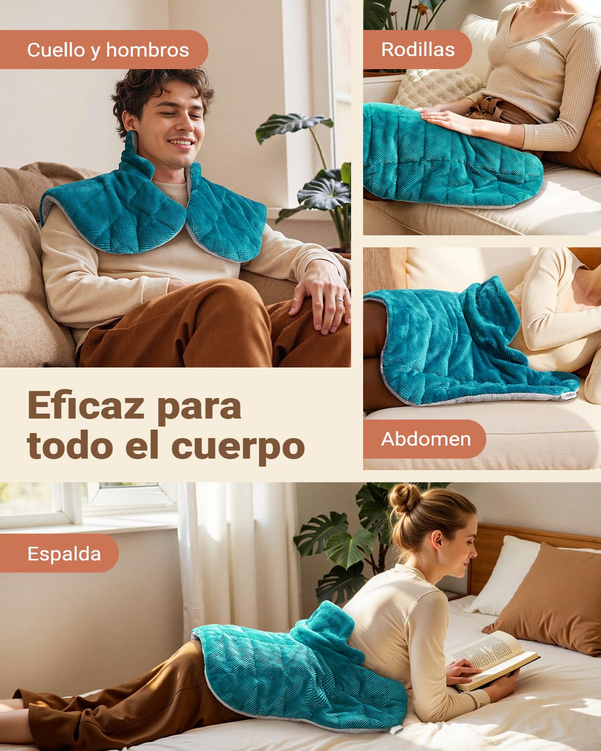 iDOO Coussin Chauffant Infrarouge Lointain Pour Nuque Les épaules, 6 Niveaux de Chaleur, 4 Minuteries, Couverture Chauffante Lestée en Graphène de 1,3 kg Pour Le Dos, Cadeau Pour Femmes et Hommes