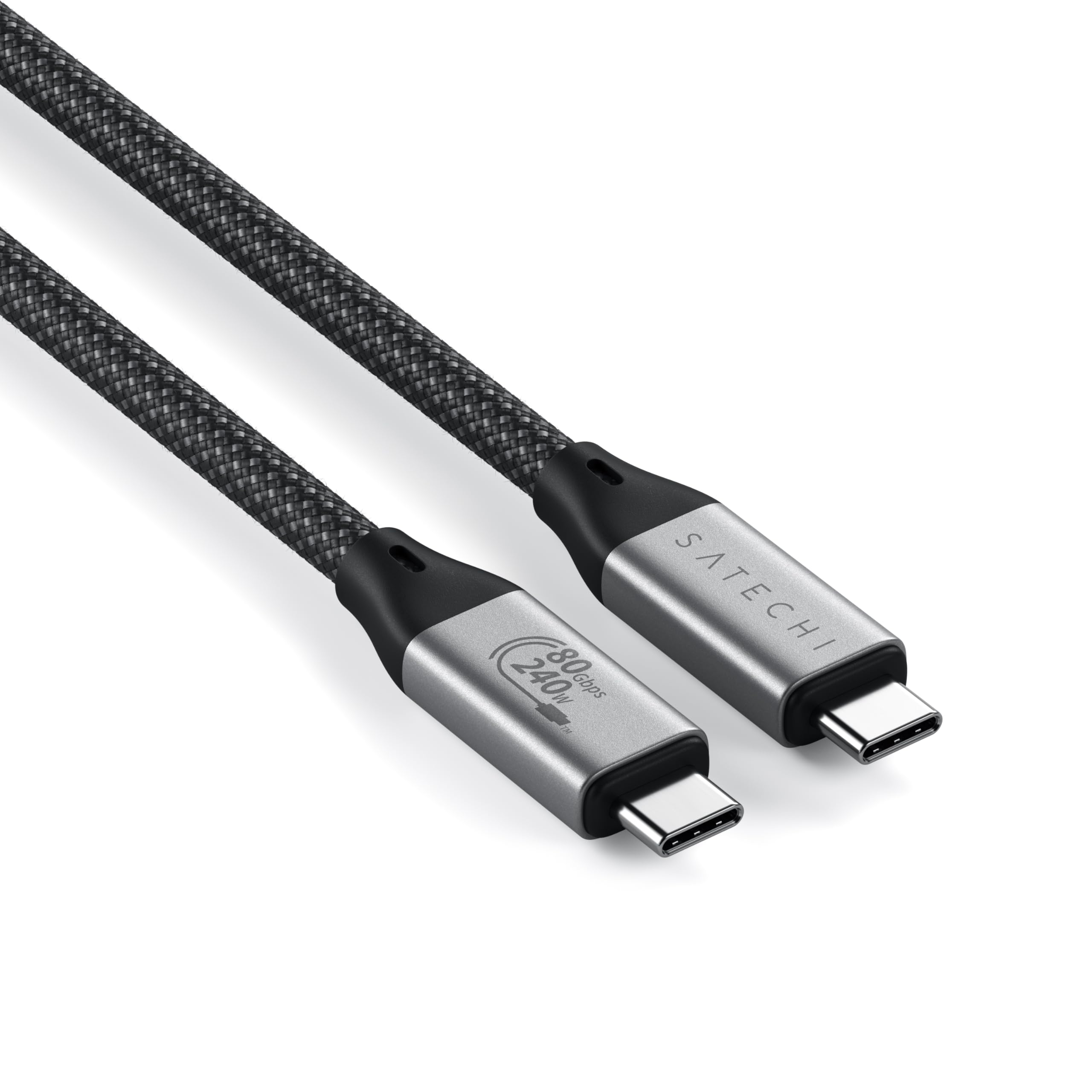 Satechi USB4 V2 Pro Cable, USB-C Cable, 1.2m / 3.9ft (1.2m) / 3.9ft (120Gbps) High Speed Data Transfer, Supports 240W Power Supply, 8K Video Output, Thunderbolt 5/4/3, Compatible with MacBook, Windows