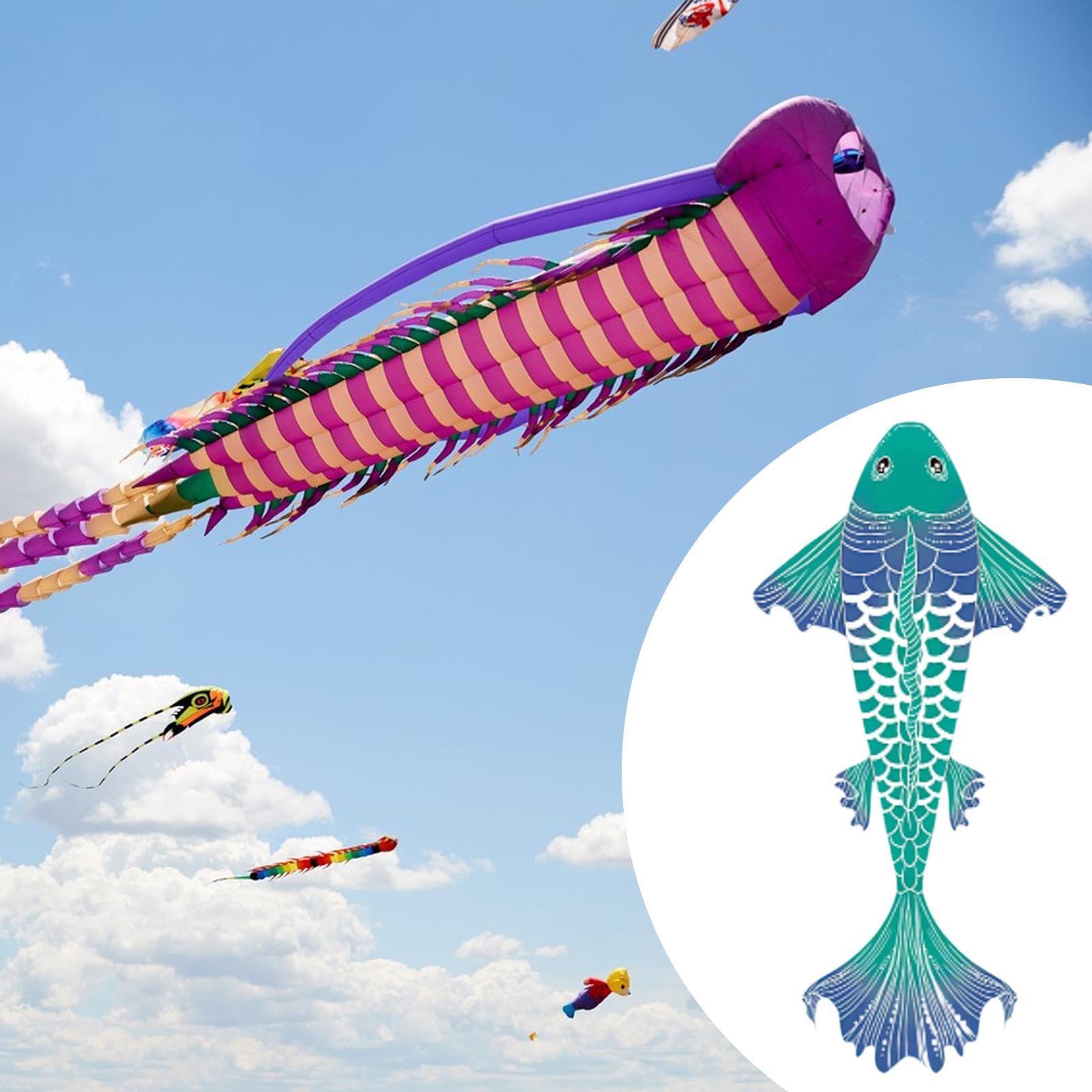 Aquilone a Forma di Pesce Koi Grande, Aquilone a Forma di Pesce Fortunato, Creativo, Versatile, Leggero, Grande Manica a a Forma di Koi per Spia