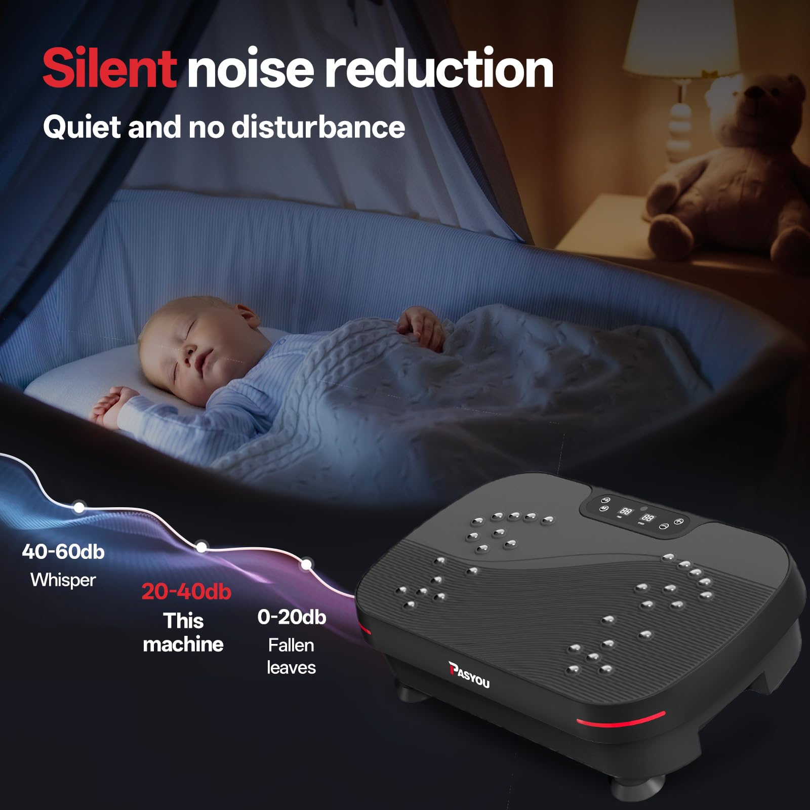 PASYOU Pedana Vibrante,Potente Pedana Vibrante Dimagrante per la Costruzione e la Modellazione Muscolare, Pedana Fitness Oscillante per Glutei Gambe con Telecomando e 2 Fasce di Resistenza