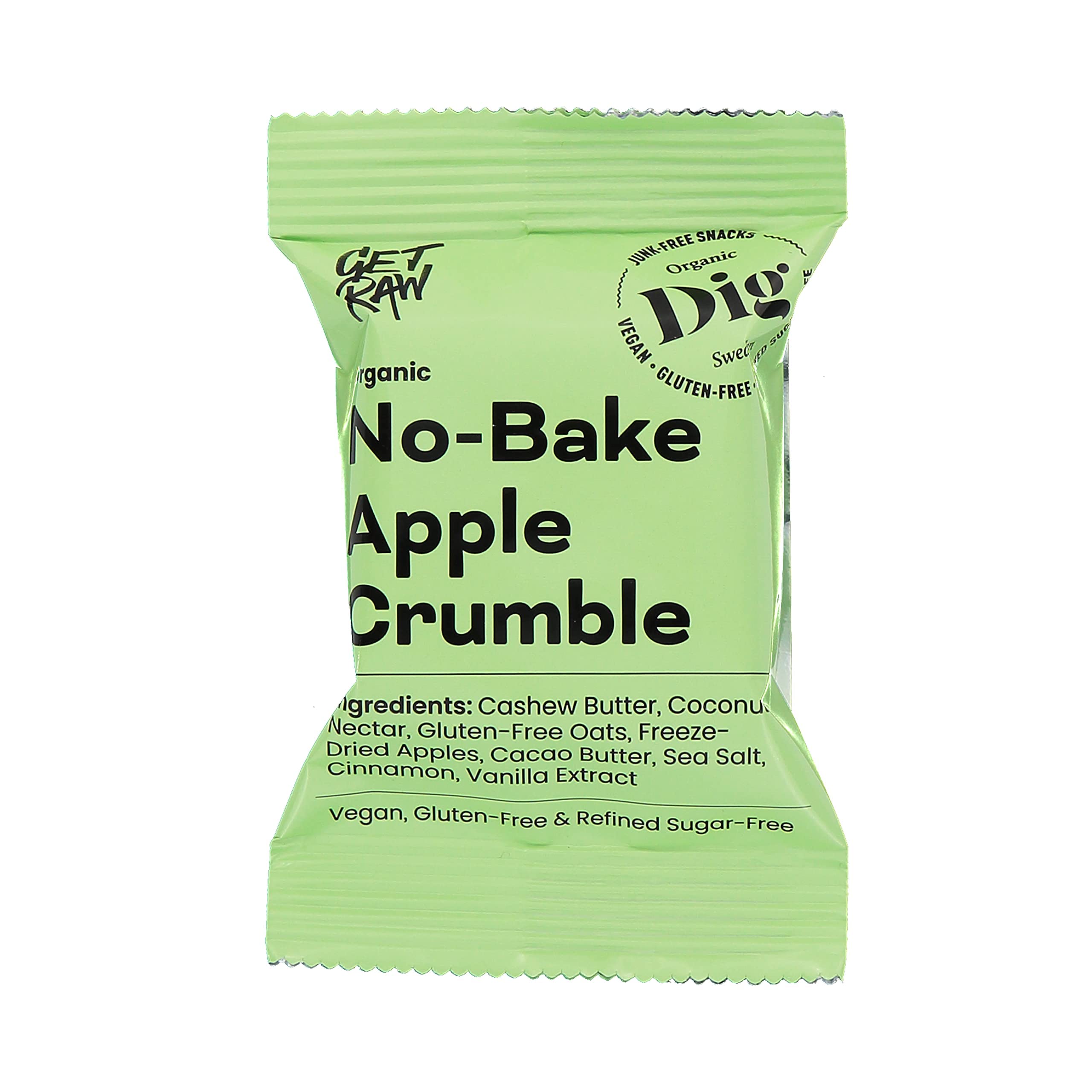 Dig Bio-Streuselkuchen Apfel – No-Bake Riegel mit Apfelgeschmack, Vegan & Glutenfrei, 12 x 35g