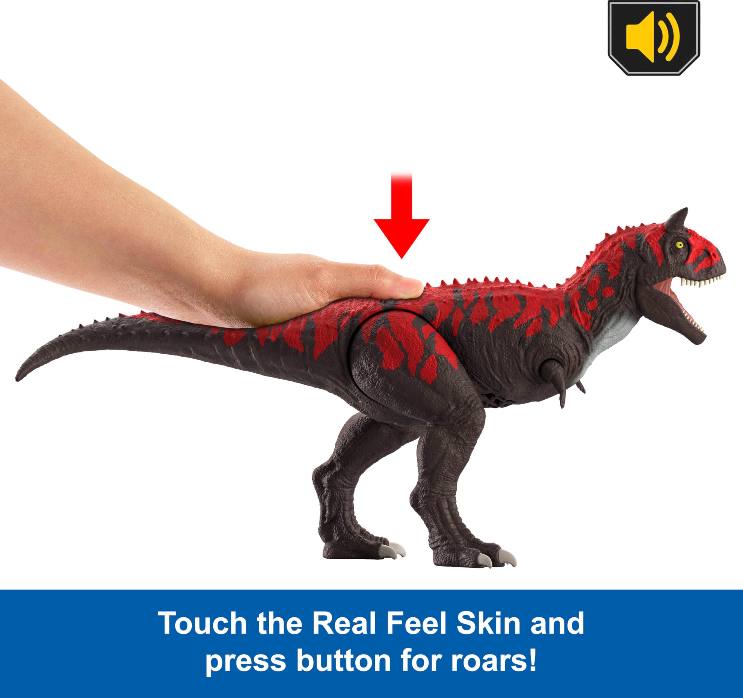 Mattel Jurassic World - Dinosauro giocattolo Legacy Collection Reimagined Carnotaurus Roarin' Real Feel per bambini dai 4 anni in poi