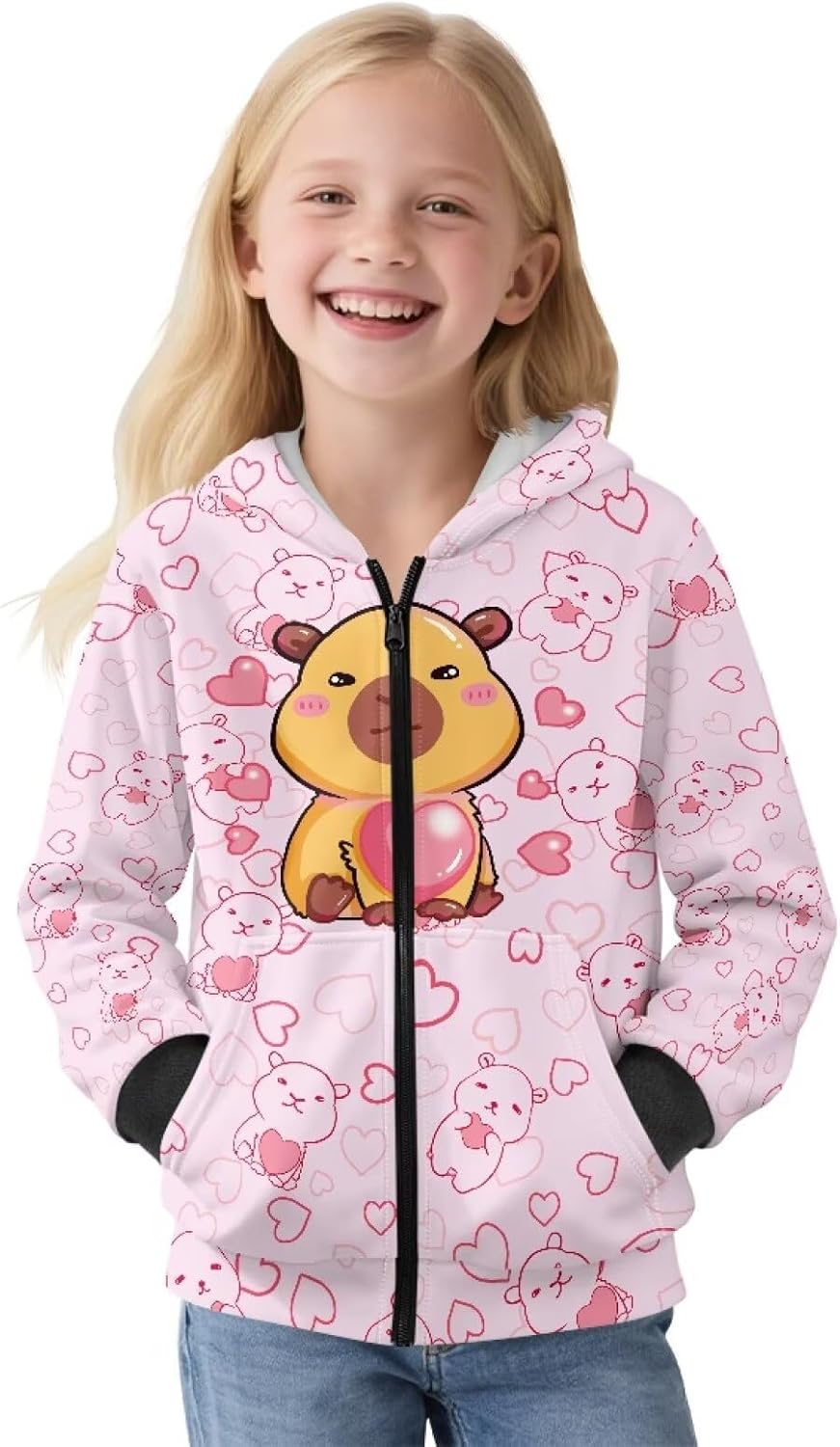 Cute Zip Up Hoodies for Girls Fleece Hooded Sweatshirt with Pockets Fall Winter Clothes Size 5-14 Years