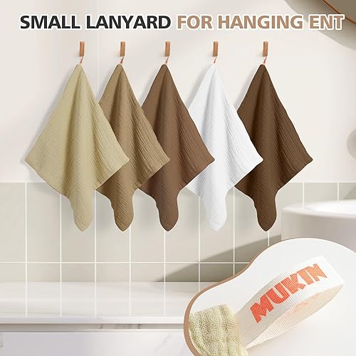 Miniatura 7 de MUKIN Toallas de muselina para bebés, toallas para recién nacidos, toalla de baño de algodón absorbente, paquete de 5, 12 x 12 pulgadas (brillo
