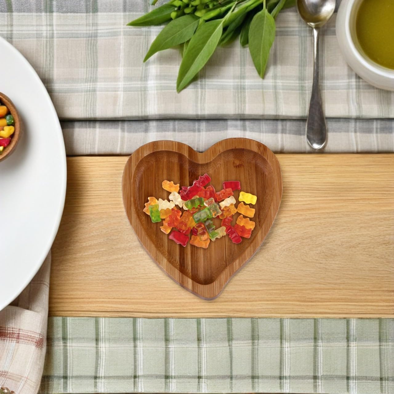 GALPADA 3pcs Heart Shaped Wood Jewelry Plate Reusable Snack Dish Holder for Earrings Bracelets Rustic Farmhouse Decor for Weddings Anniversaries Valentine Day and Birthdays