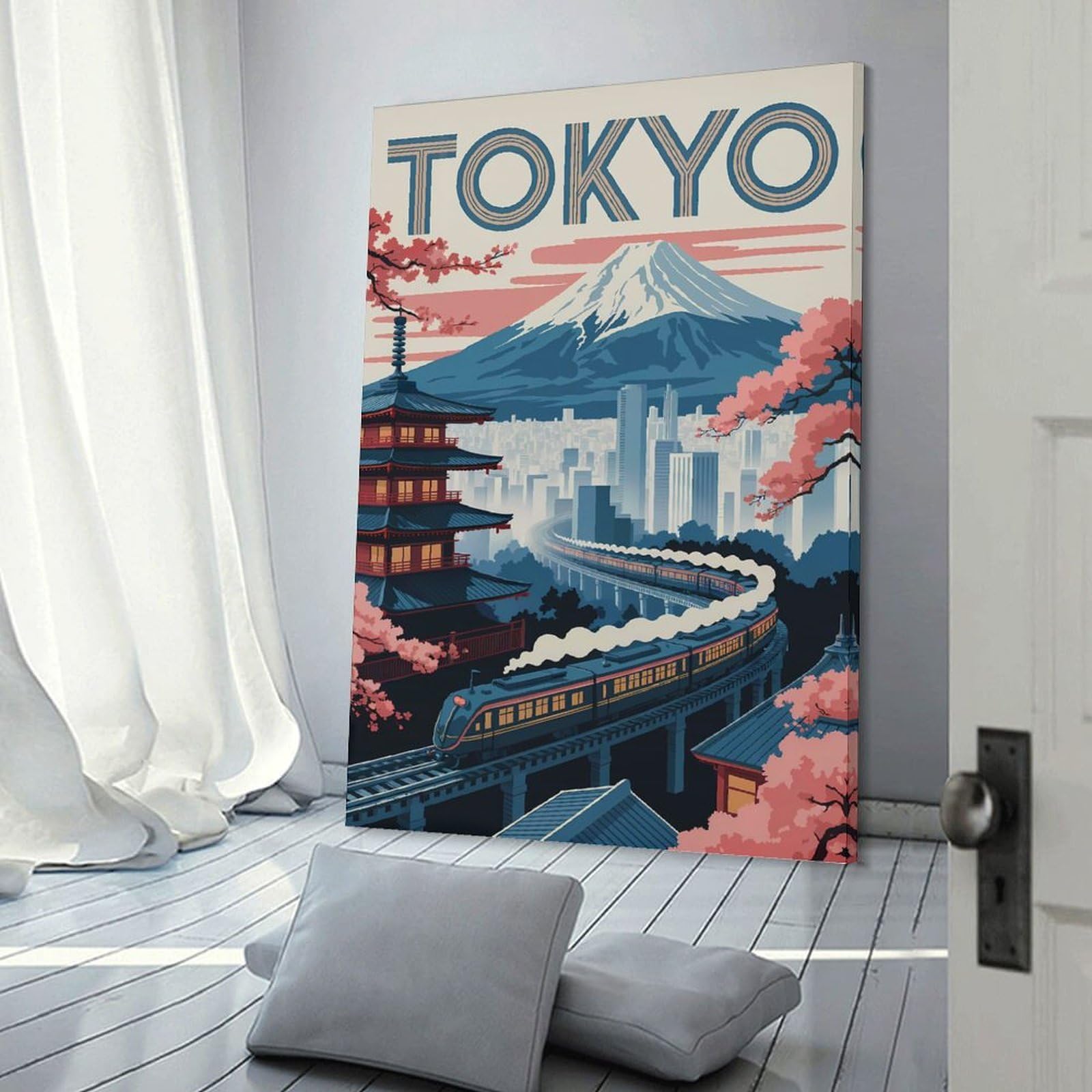 Junmoney Tokyo Travel (6) Canvas Wall Decor, 20x30inch(50x75cm), for Home Office, Desk Area Or Studio, Wall Art That Adds Style to Work Areas