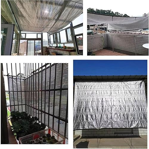 Miniatura 2 de Tela de protección solar para exteriores, 99 % de toldo reflectante de aluminio con ojales para invernadero, patio, césped, color de la tela plata