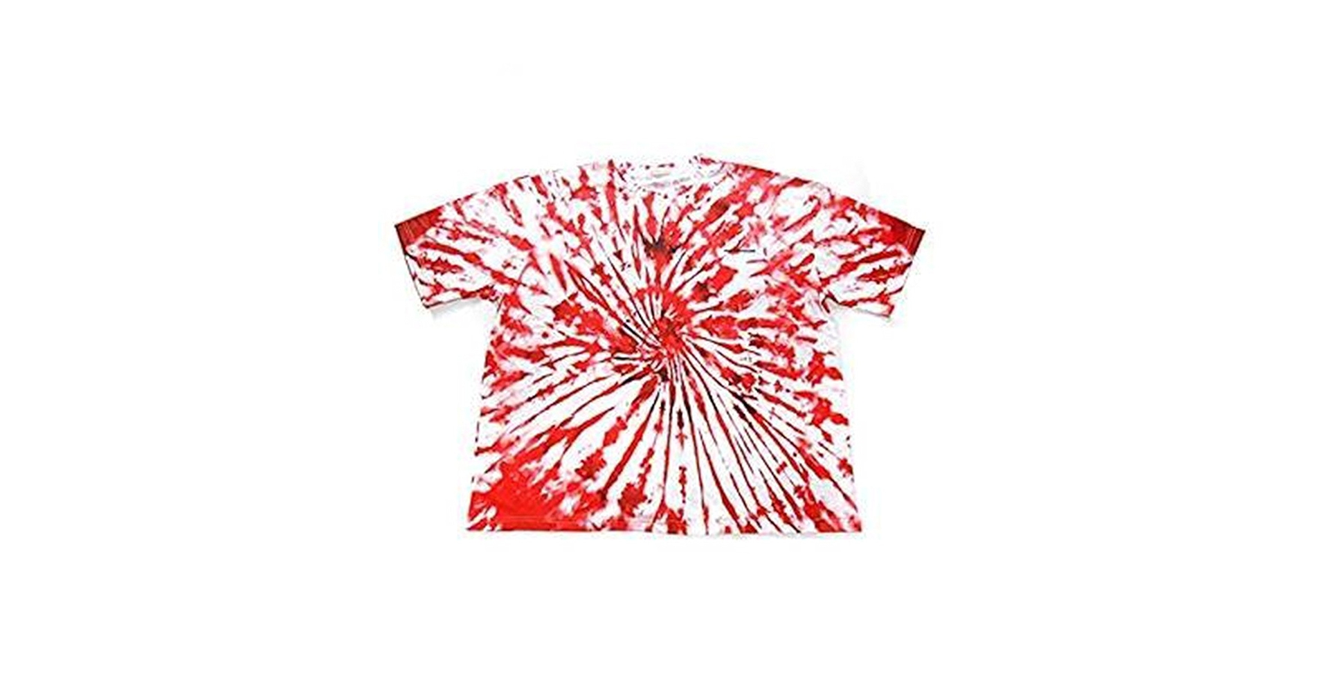 Amazon | タイダイ柄 半袖 ビッグ Tシャツ 赤白 M レッド メンズ