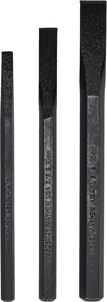 Mayhew Tools 61430 Cold Chisel Set, 3-Piece, Black Oxide Finish