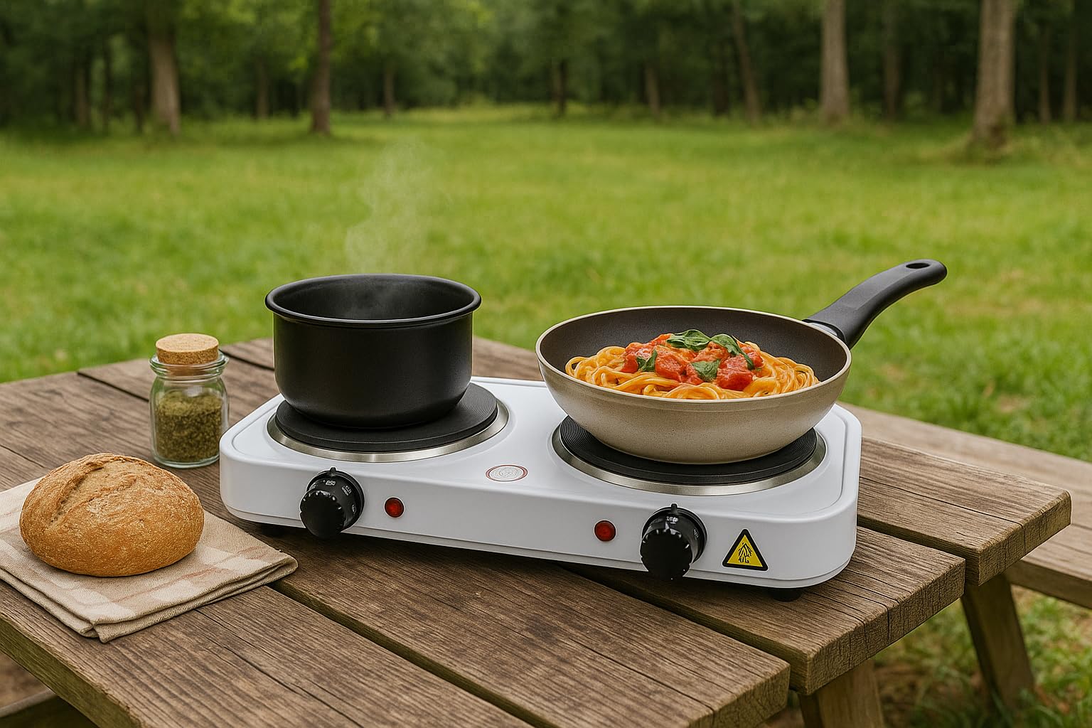 Cuisine électrique double four 2000 W 2 feux plaque électrique camping garantie MP-CE2000