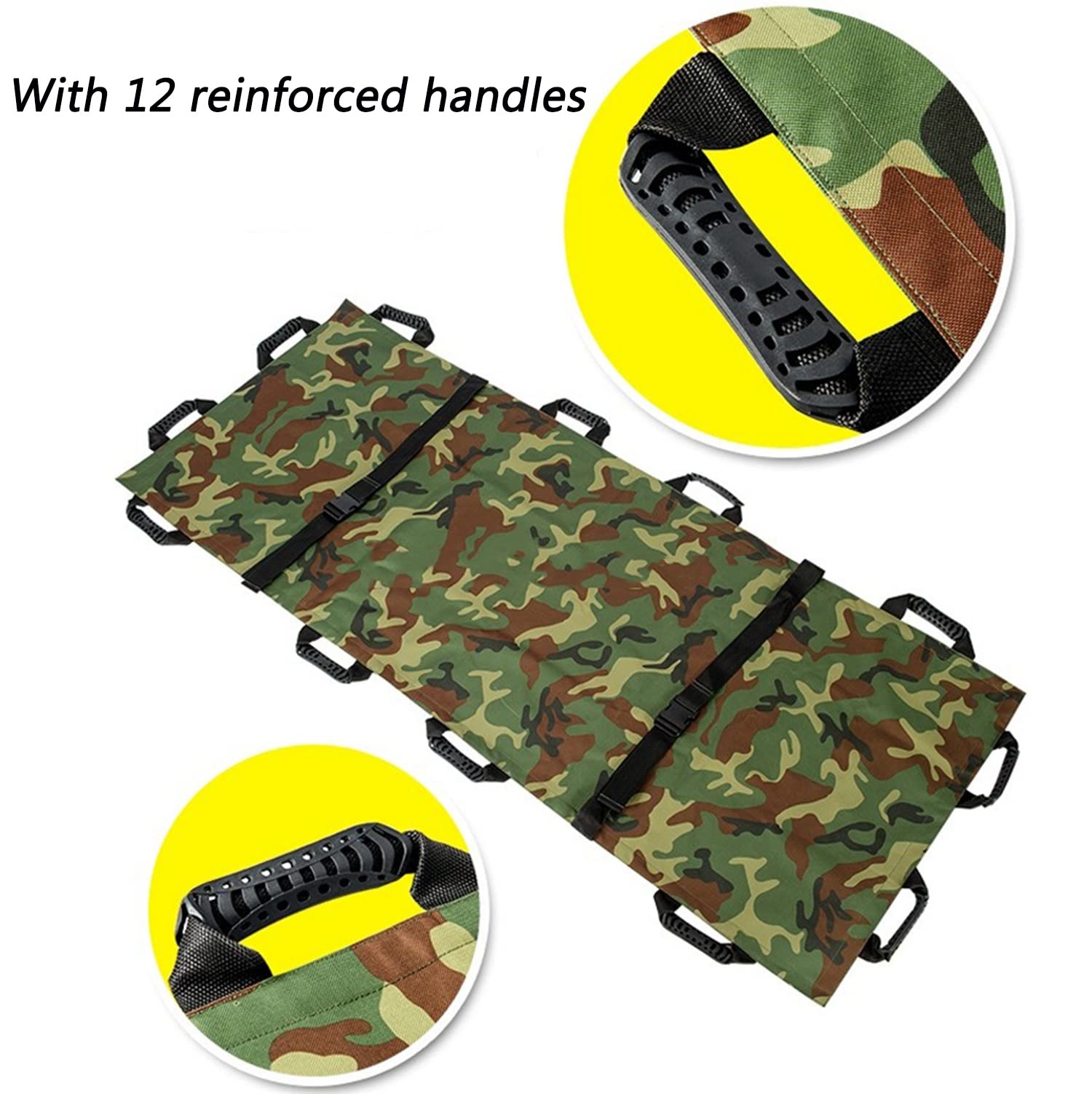 Nouvelle civière souple portable de renforcement de Premiers Soins Brancard, Pliage 12 Poignées Épaissie Étanche Civière de Premiers Secours avec Sac à Main pour Hôpital, Clinique, Maison, Ambulance