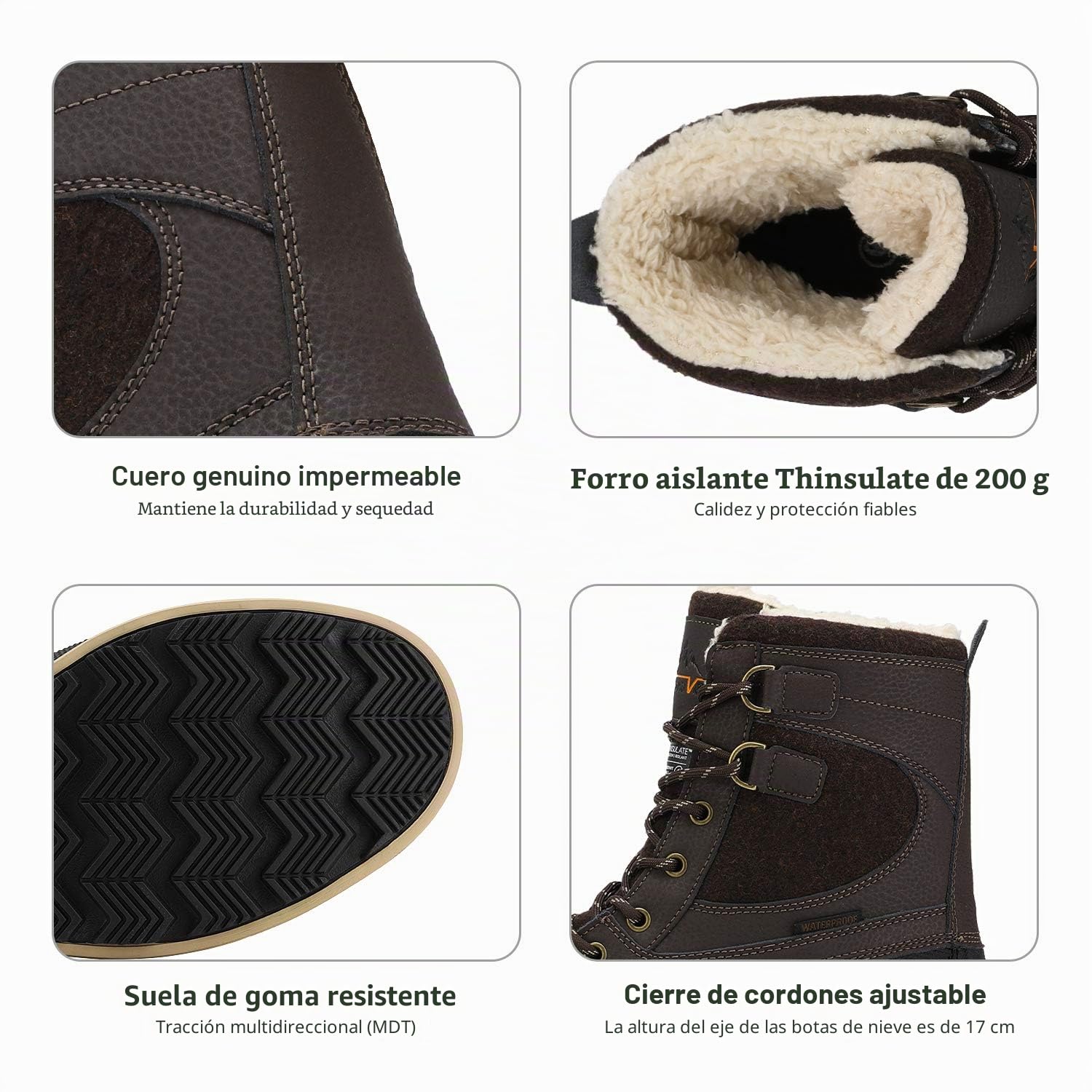 NORTIV 8 Botas de Hombre Trekking de Nieve Invierno Zapatos de Senderismo con Cordones Impermeables Acolchados Pesados AVENUE