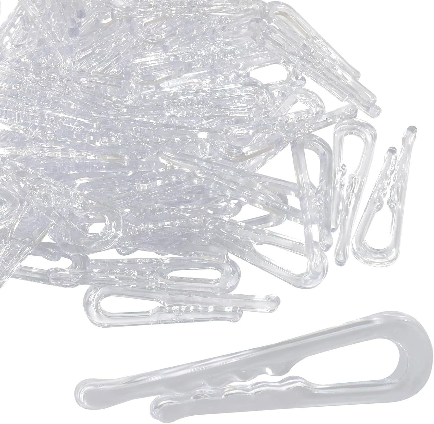 Clear Plastic U Shape Alligator Clips Clothespins, 300pcs, 38mm