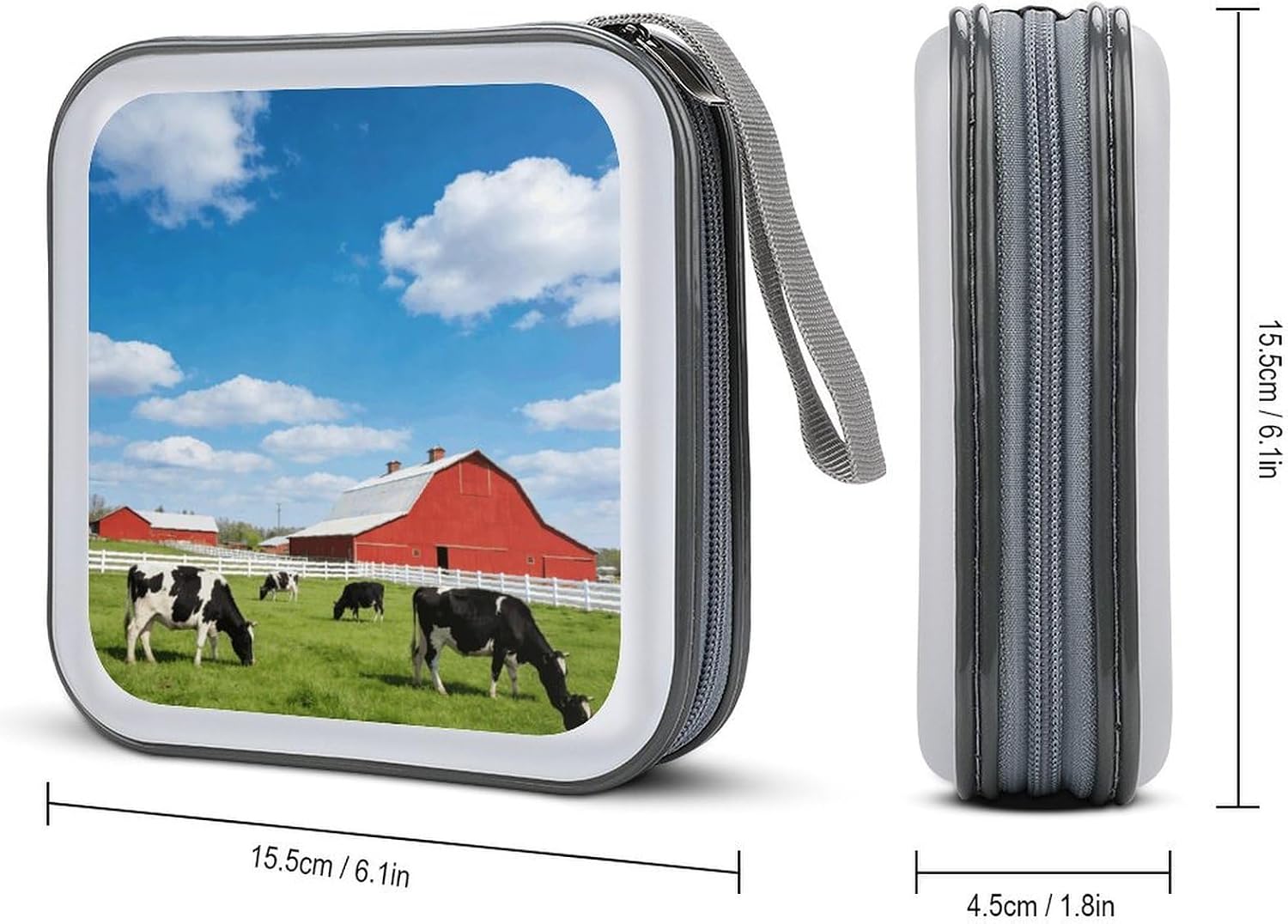 Animal Farm CD Case Portable CD Cases Holder with Zipper 40 Capacity DVD Boxes Holder Protective DVD Boxes with Handle for Blu Ray Movie Music Audio Disk image 2