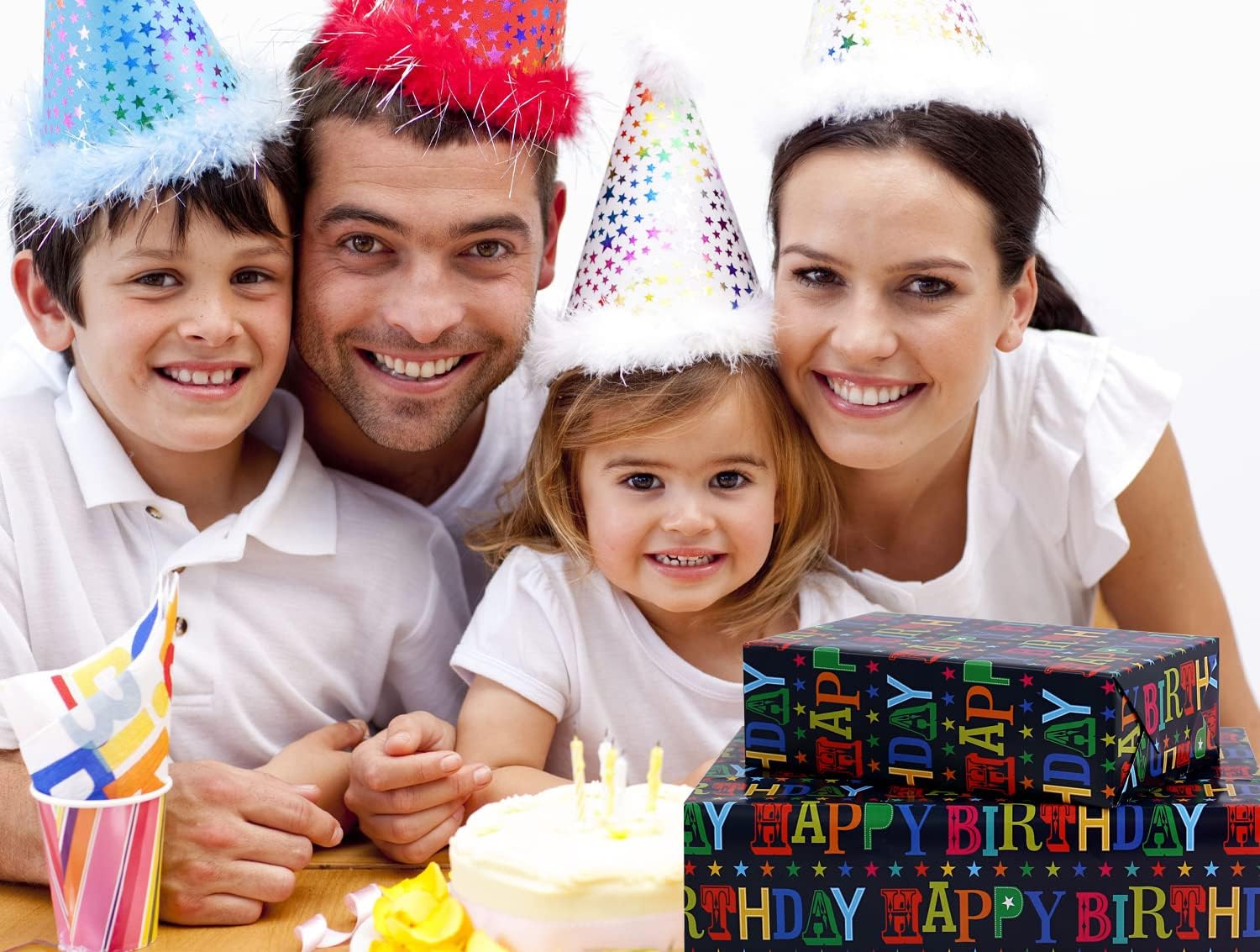 CAMKUZON Birthday Wrapping Paper with Cut Lines for Boys Girls Kids Men Women Baby Shower Party - 3 Large Sheets Rainbow Colored Happy Birthday Gift Wrap - 27 Inch X 39.4 Inch Per Sheet : Health & Household