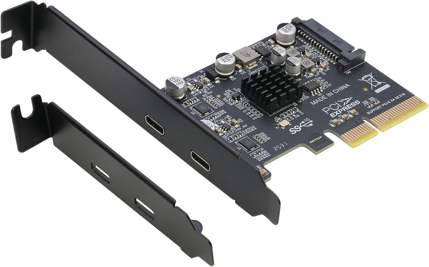 RIITOP PCIe USB C Card, PCIe 3.0 x4 to 2X USB 3.2 (Gen 2) Type-C Adapter [10Gbps]