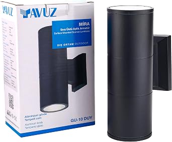2xGU10 Duylu Aplik Ayd nlatma, IP65 Su Ge irmez Al minyum Kasa Aplik Dekoratif Peyzaj Armat r  M RA APL K VL20210-GU [Enerji S n f  A]