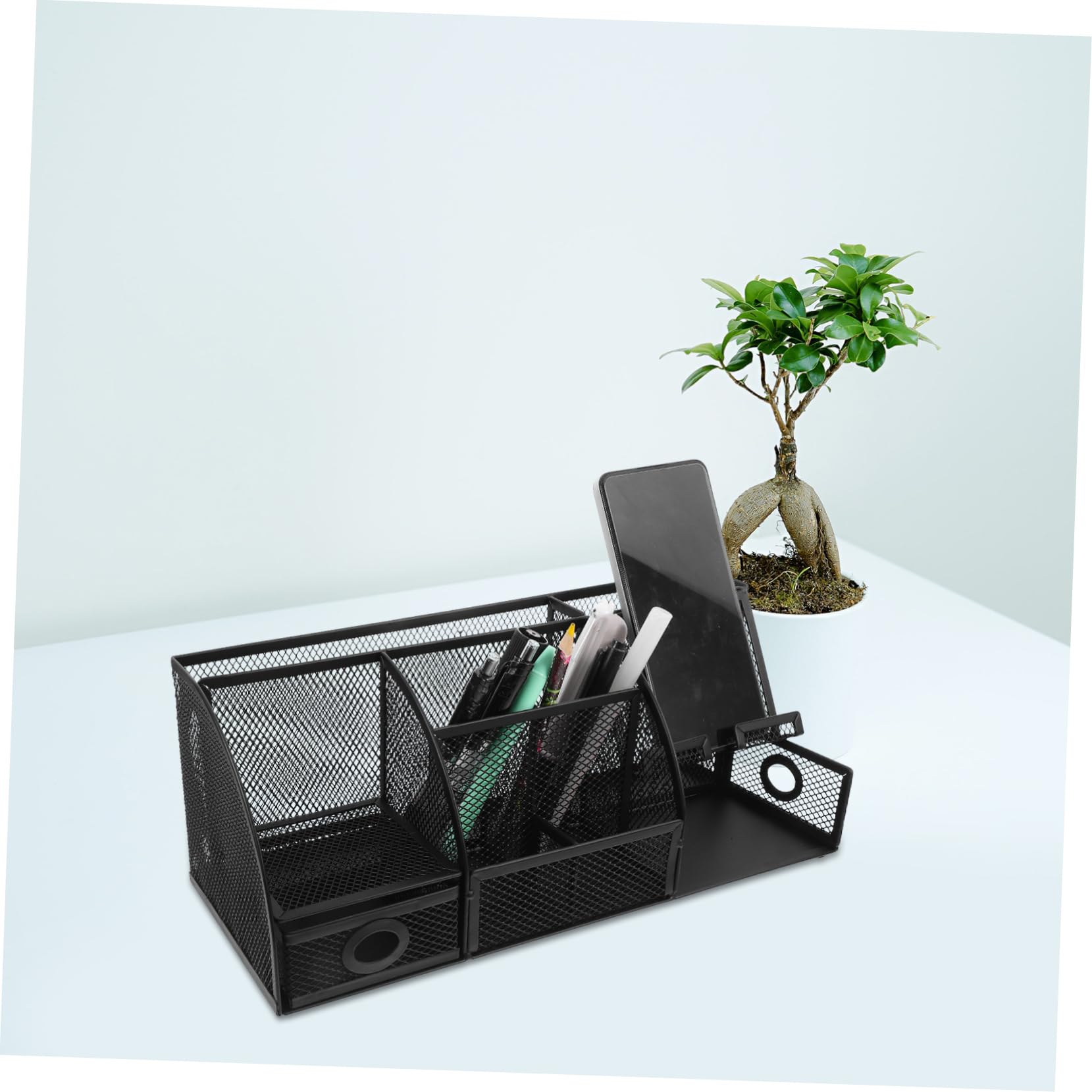Organizer Scrivania in Metallo Con Scomparti Portapenne e Portaoggetti Moderno Antiscivolo Per Ufficio e Postazione Di Lavoro Elegante