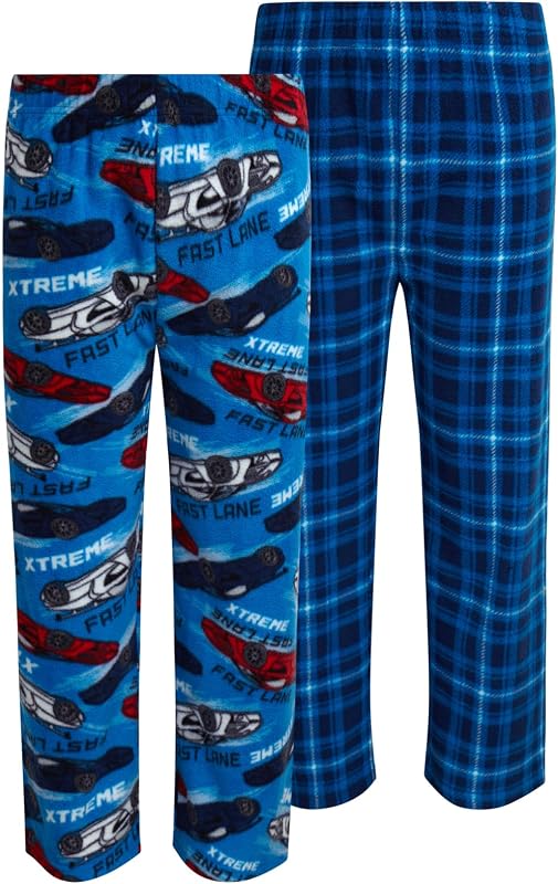Boys Pajama Pants 2 Pack Micro Polar Fleece Plaid Sleepwear (5-18)