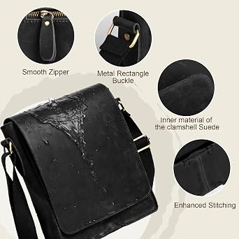 Leathario Crossbody Bag for Men Genuine Leather Small Messenger Shoulder Purse Side Vintage Satchel for Work Travel Daily