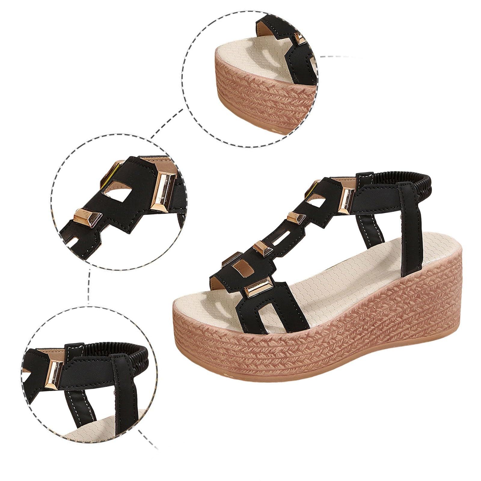 Zapatos de cuña para mujer con tacón de verano sandalias de verano zapatos tacón de cuña cómodas sandalias elegantes sandalias romanas ligeras zapatos de verano plataforma corcho al aire libre