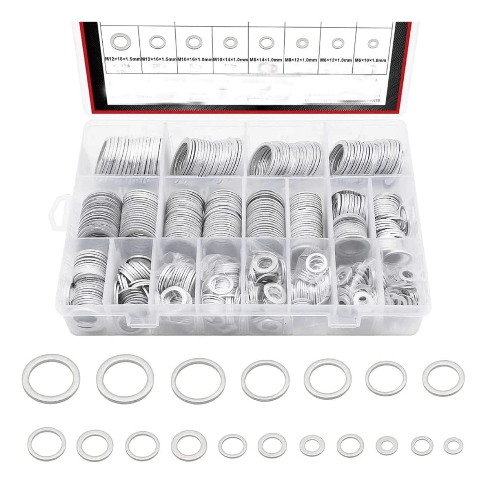 Rondelles Kit d'assortiment combiné de Joints de rondelle en Aluminium de qualité supérieure, rondelle Plate de 540 pièces, rondelle de Garde-Boue M6 à M24 très Stable